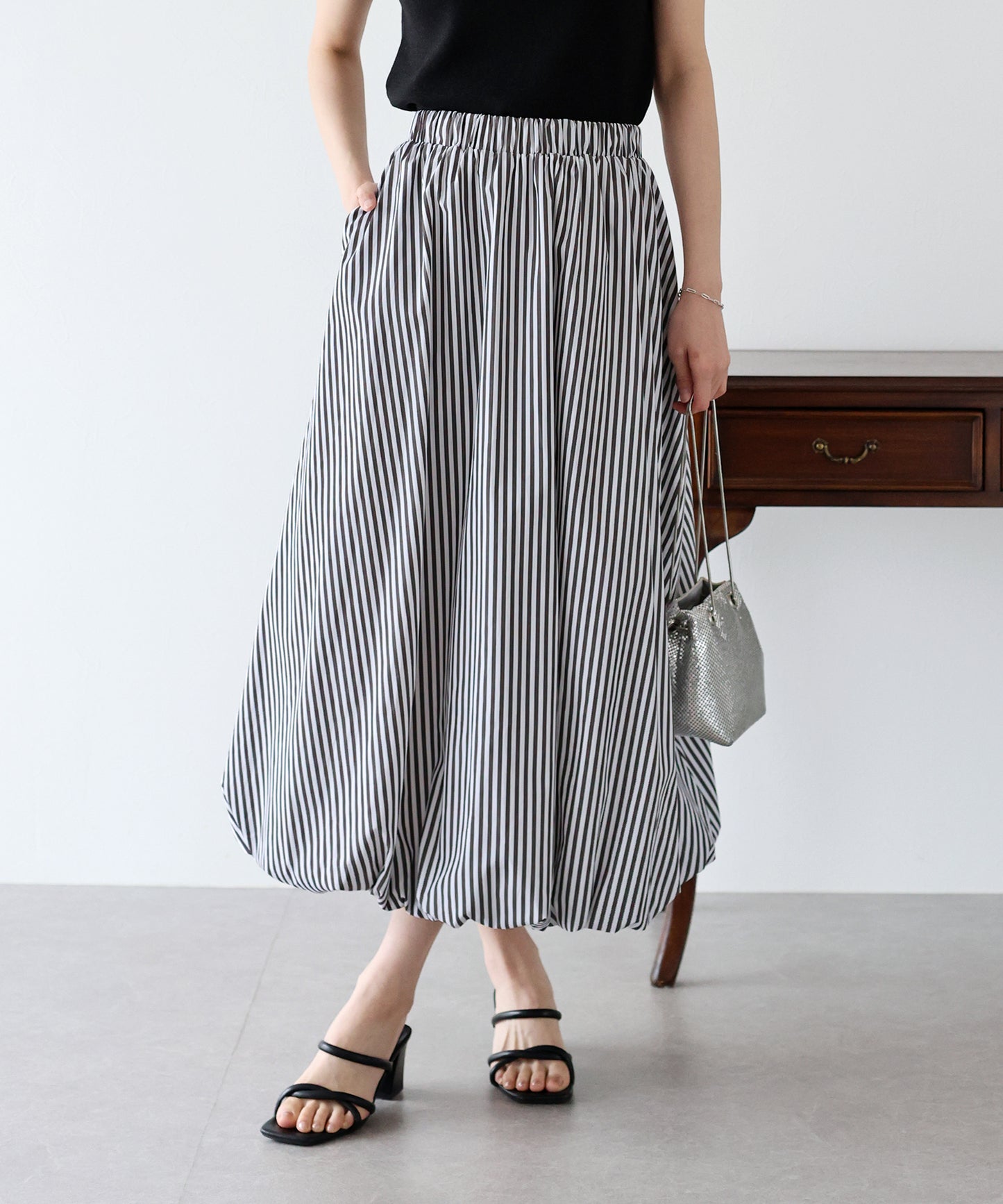 【SALE】ストライプ柄バルーンスカート