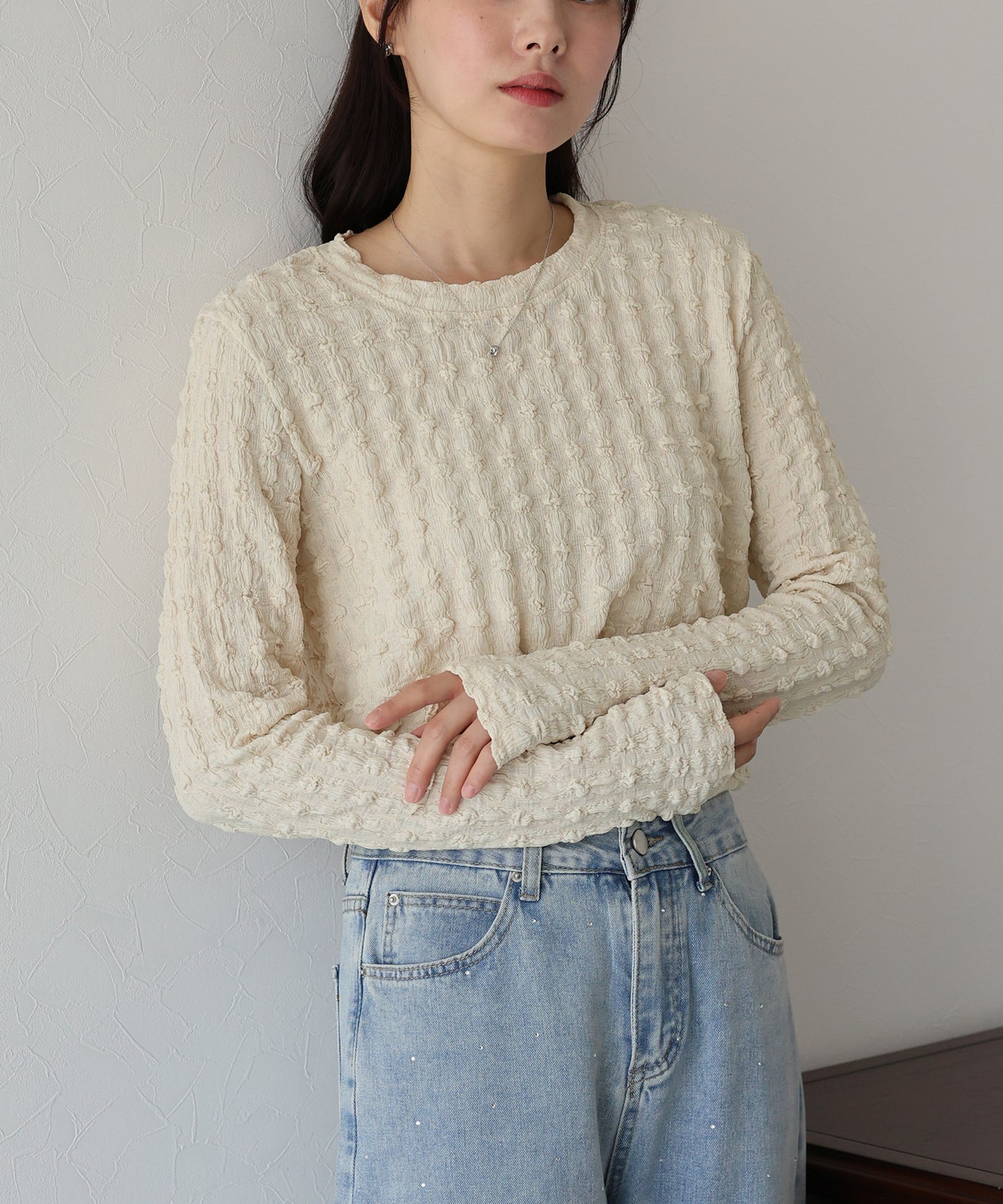 【TIME SALE】ポコポコジャガードカットソー