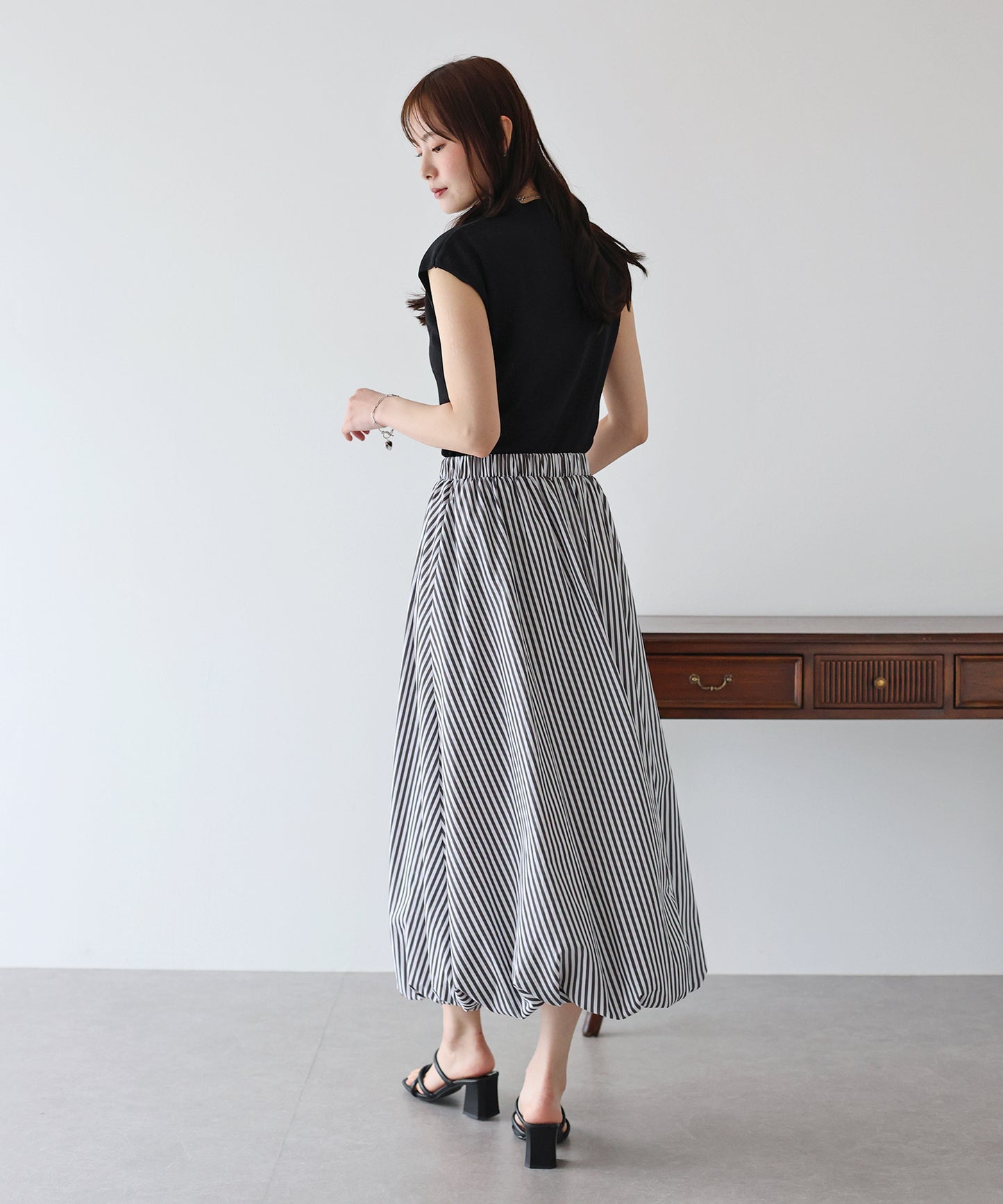 【SALE】ストライプ柄バルーンスカート