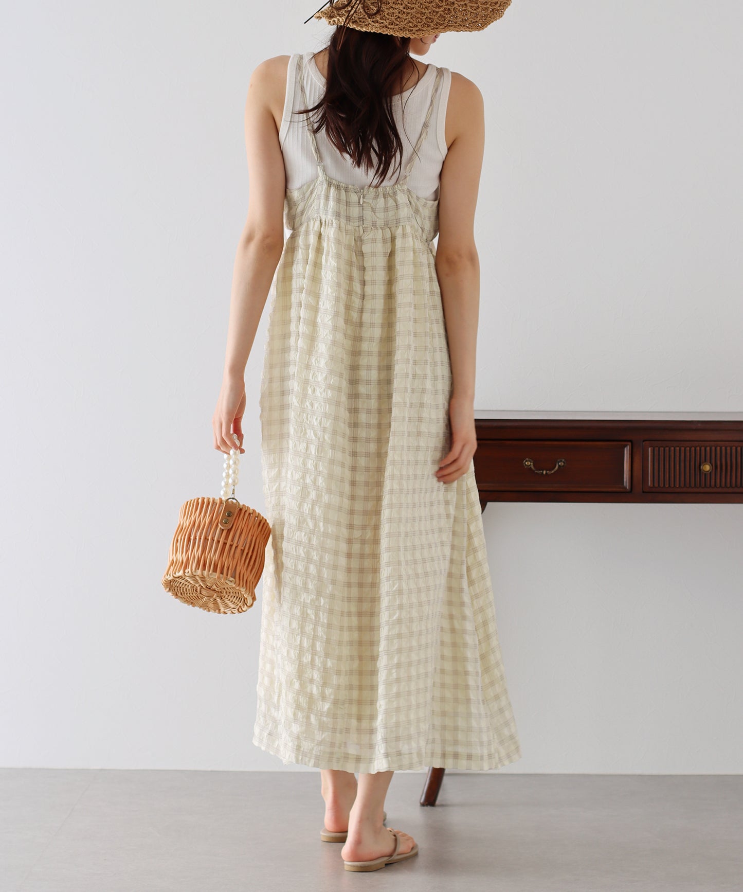 【SALE】シアーチェックキャミワンピース