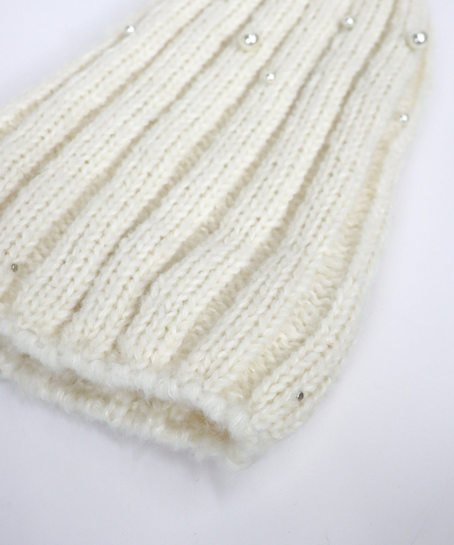 【SALE】パール付きリブニット帽