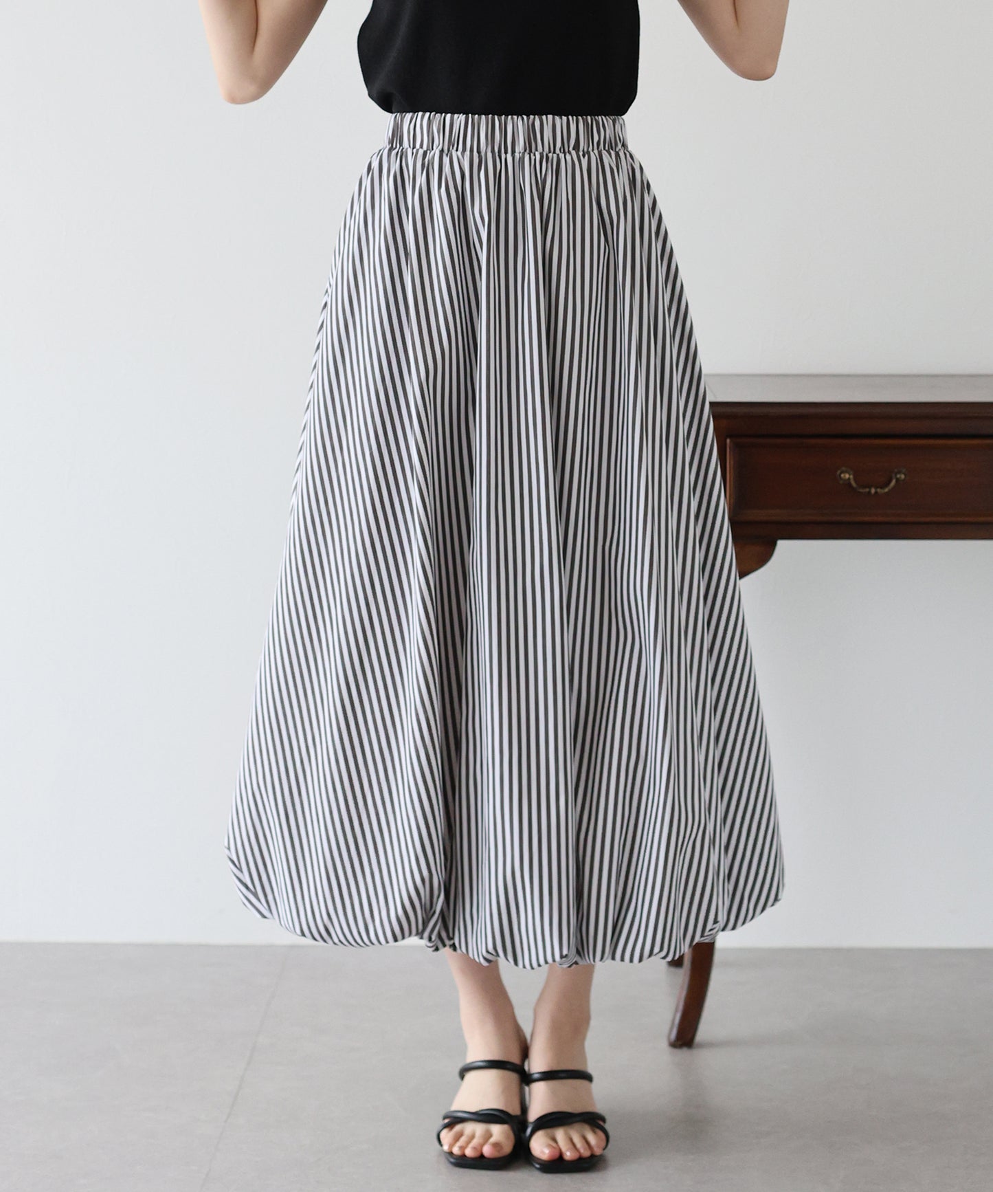 【SALE】ストライプ柄バルーンスカート