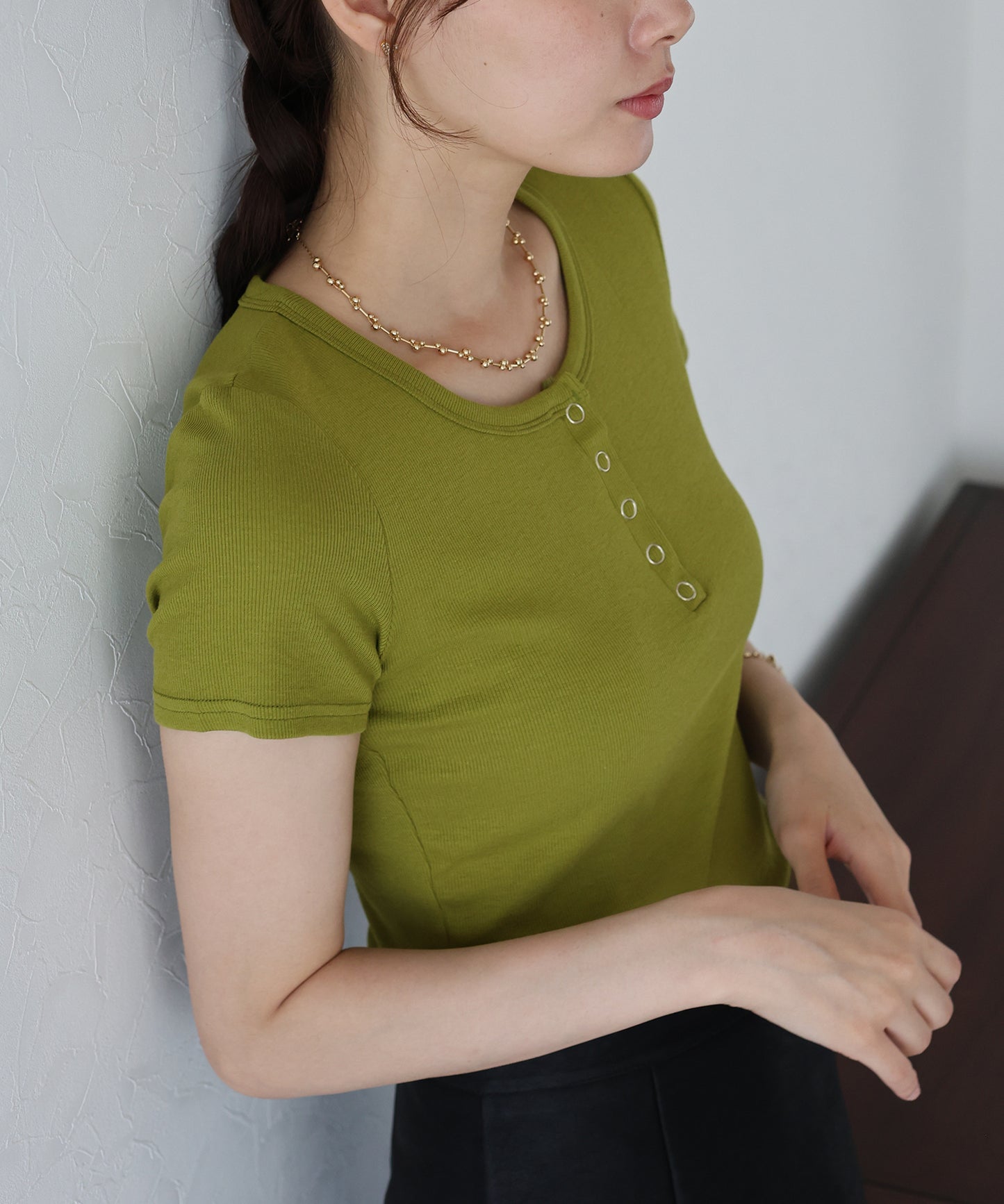 【TIME SALE】ヘンリーネック半袖Tシャツ【ネコポス】