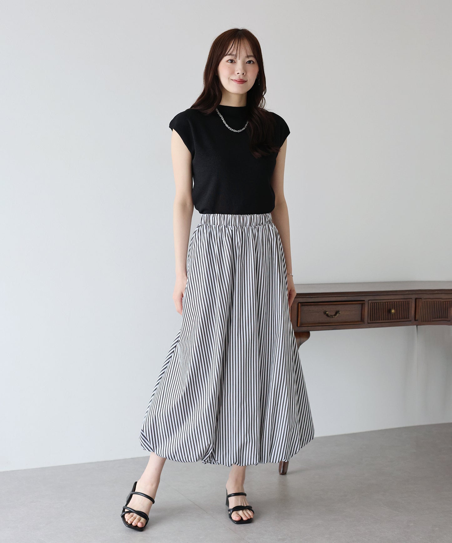【SALE】ストライプ柄バルーンスカート