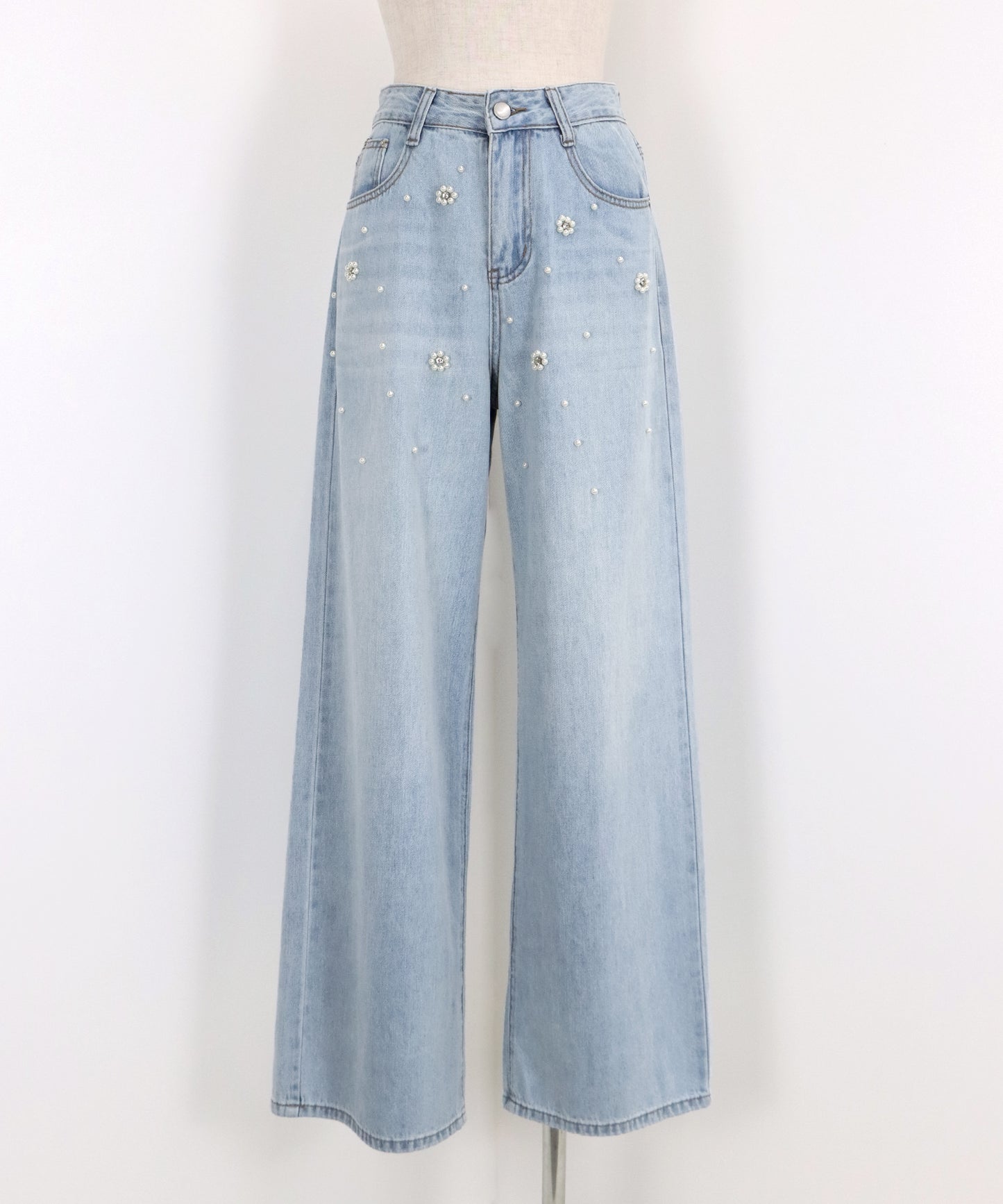 【新商品限定5%OFF(木)】パールフラワーデニム