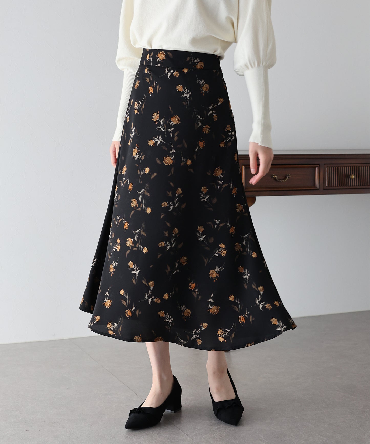 【早割5%OFF】フラワープリント マーメイドスカート