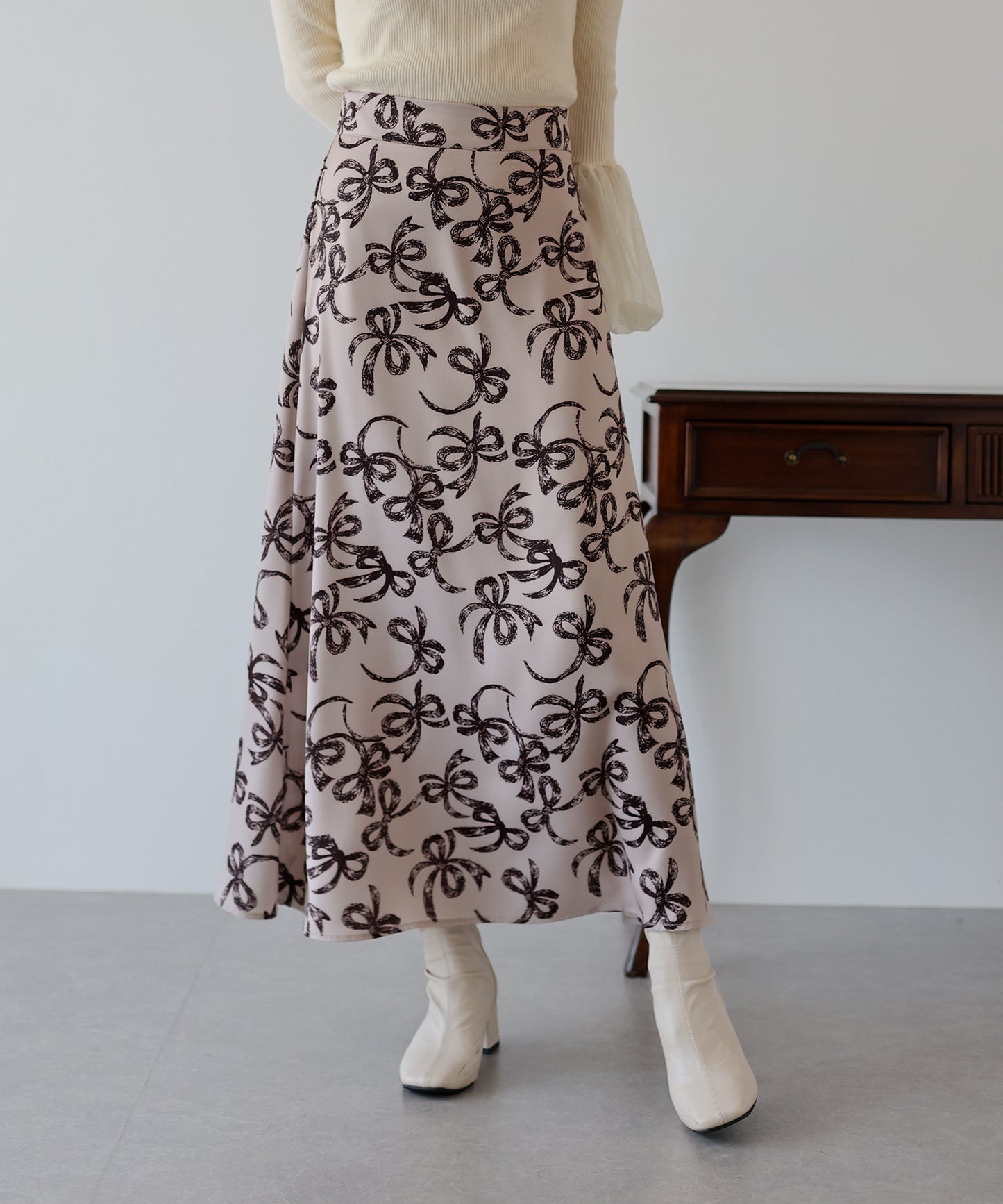 【SALE】リボンプリントマーメイドスカート