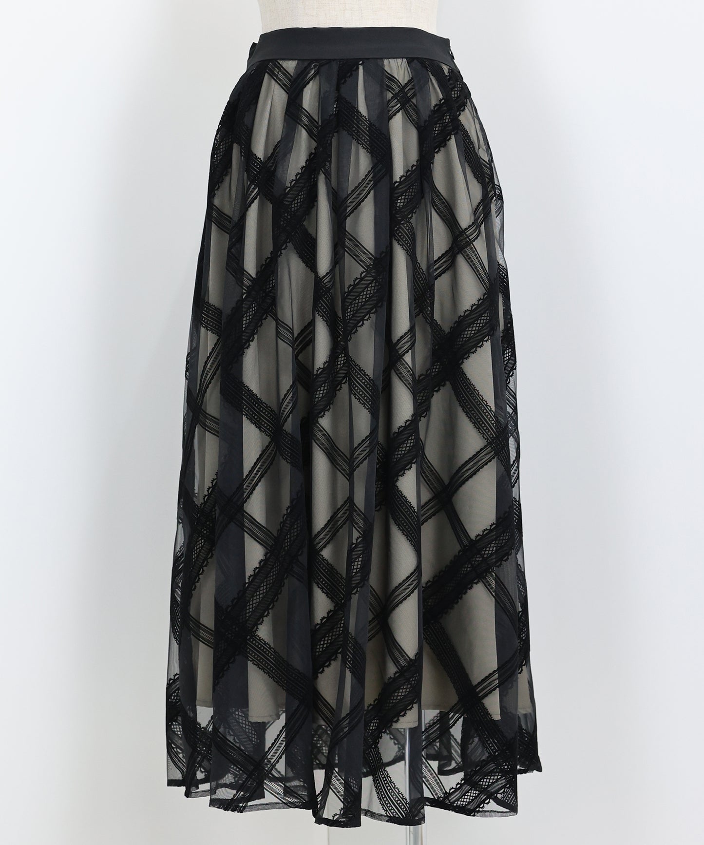 丈が選べるフロッキーチェックチュールスカート