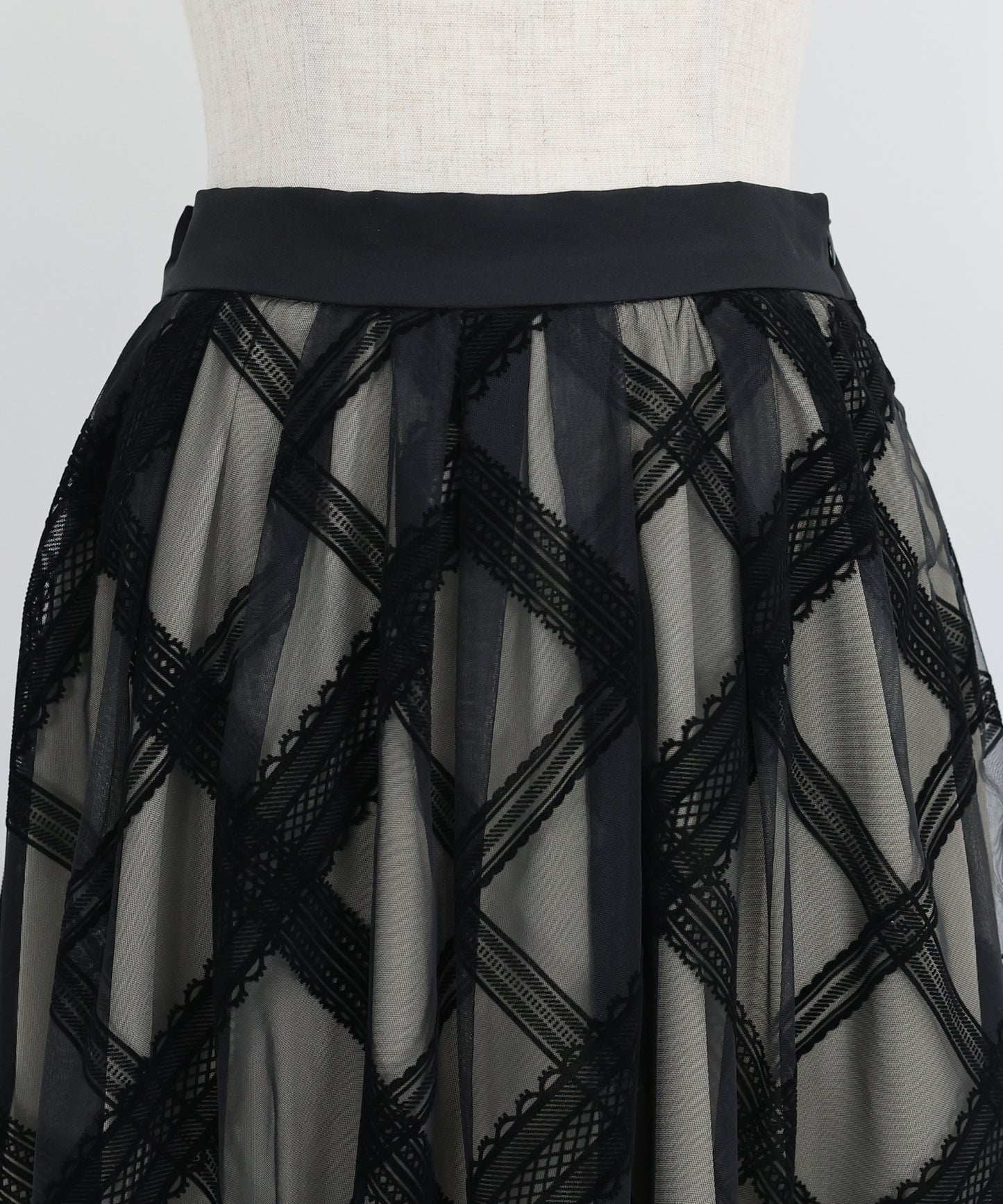 丈が選べるフロッキーチェックチュールスカート