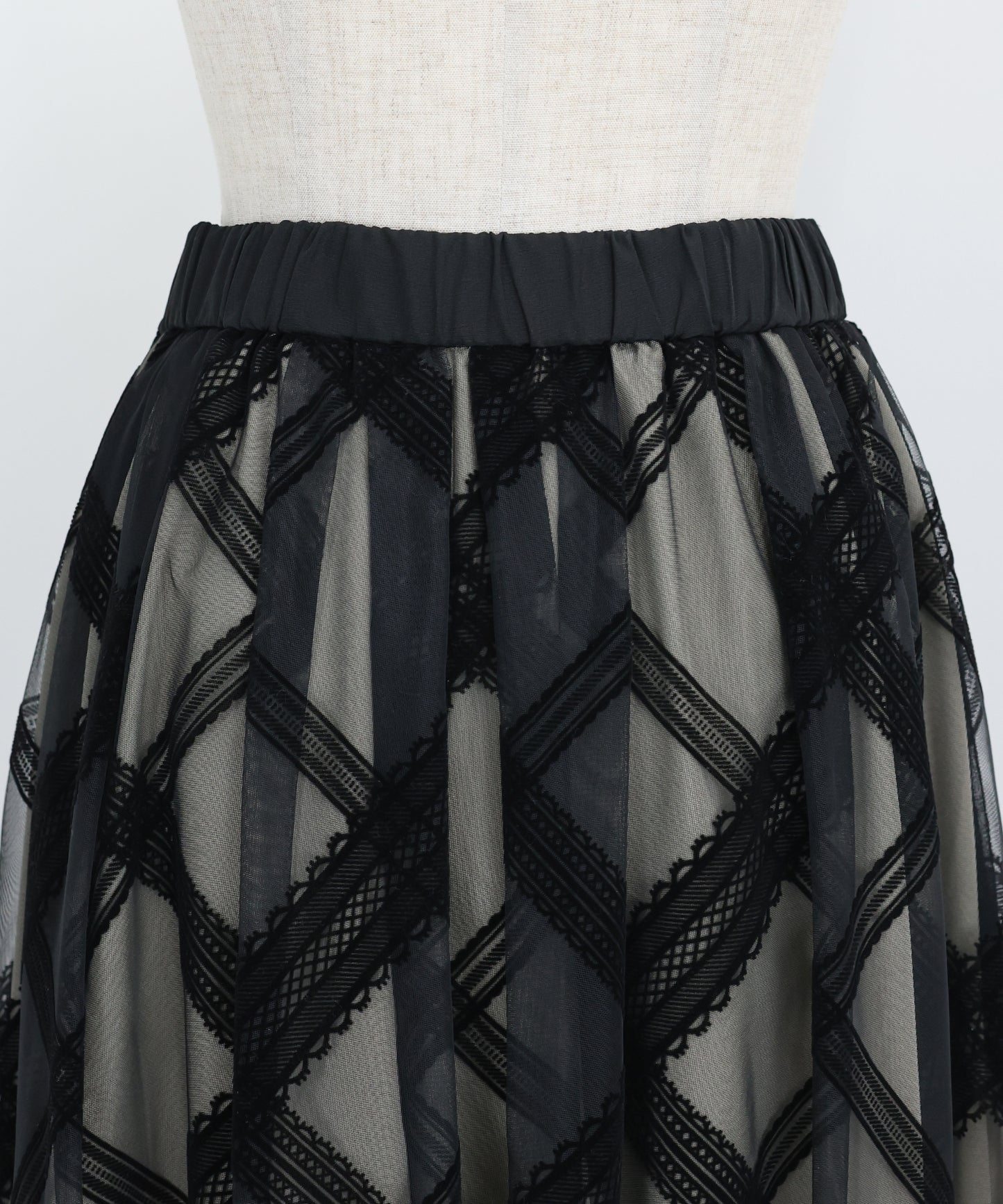 丈が選べるフロッキーチェックチュールスカート