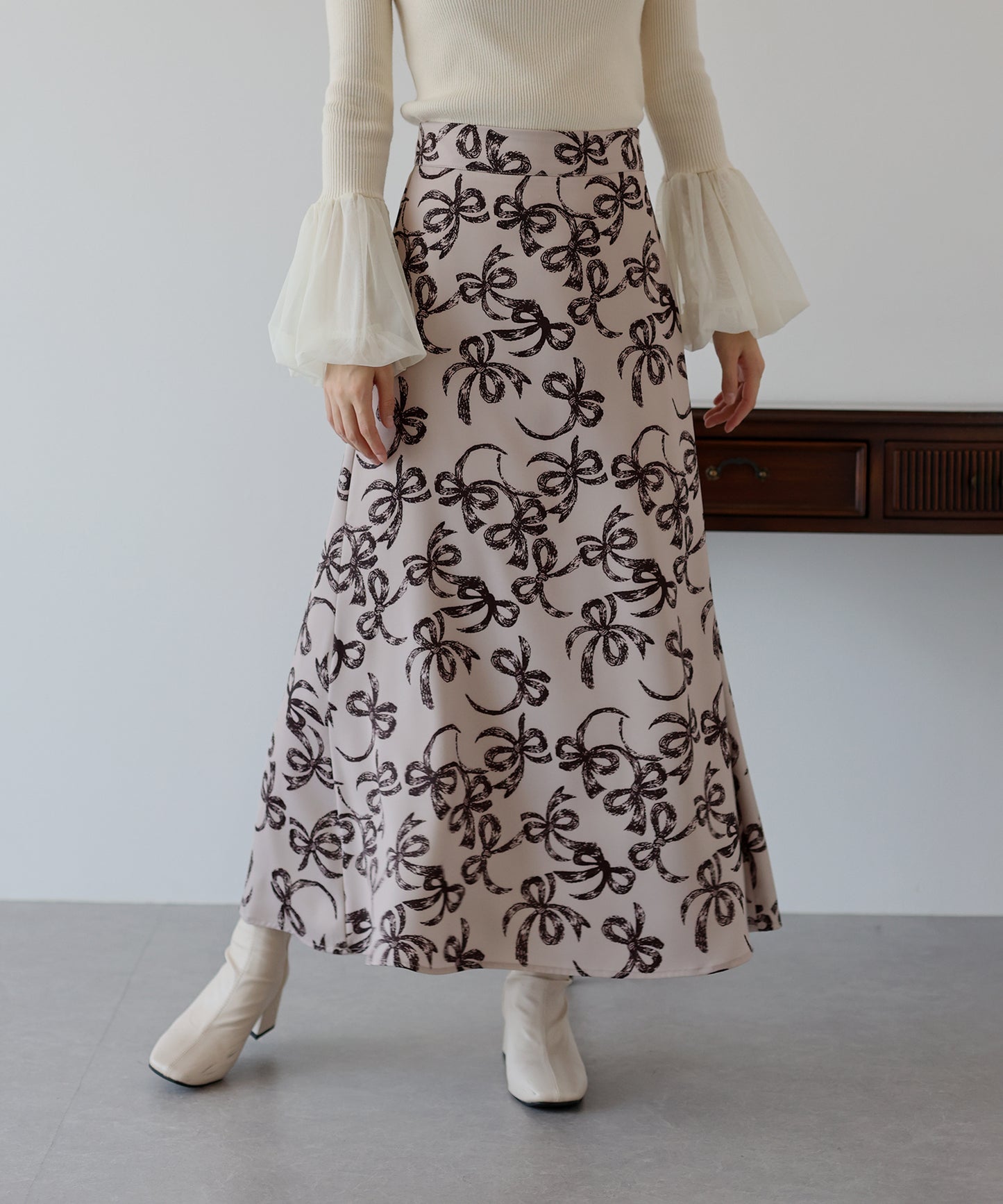 【SALE】リボンプリントマーメイドスカート