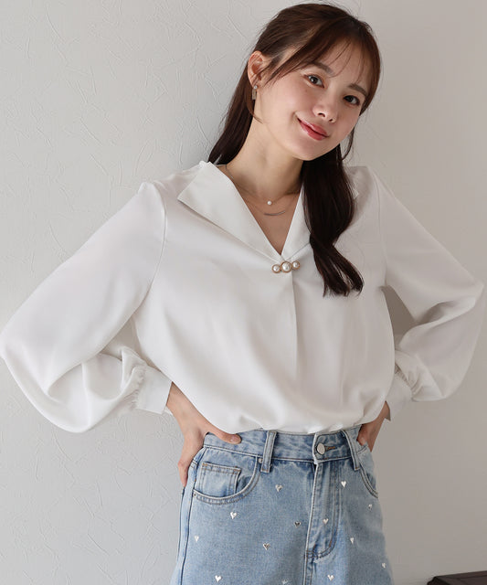 パールモチーフブラウス【ネコポス】