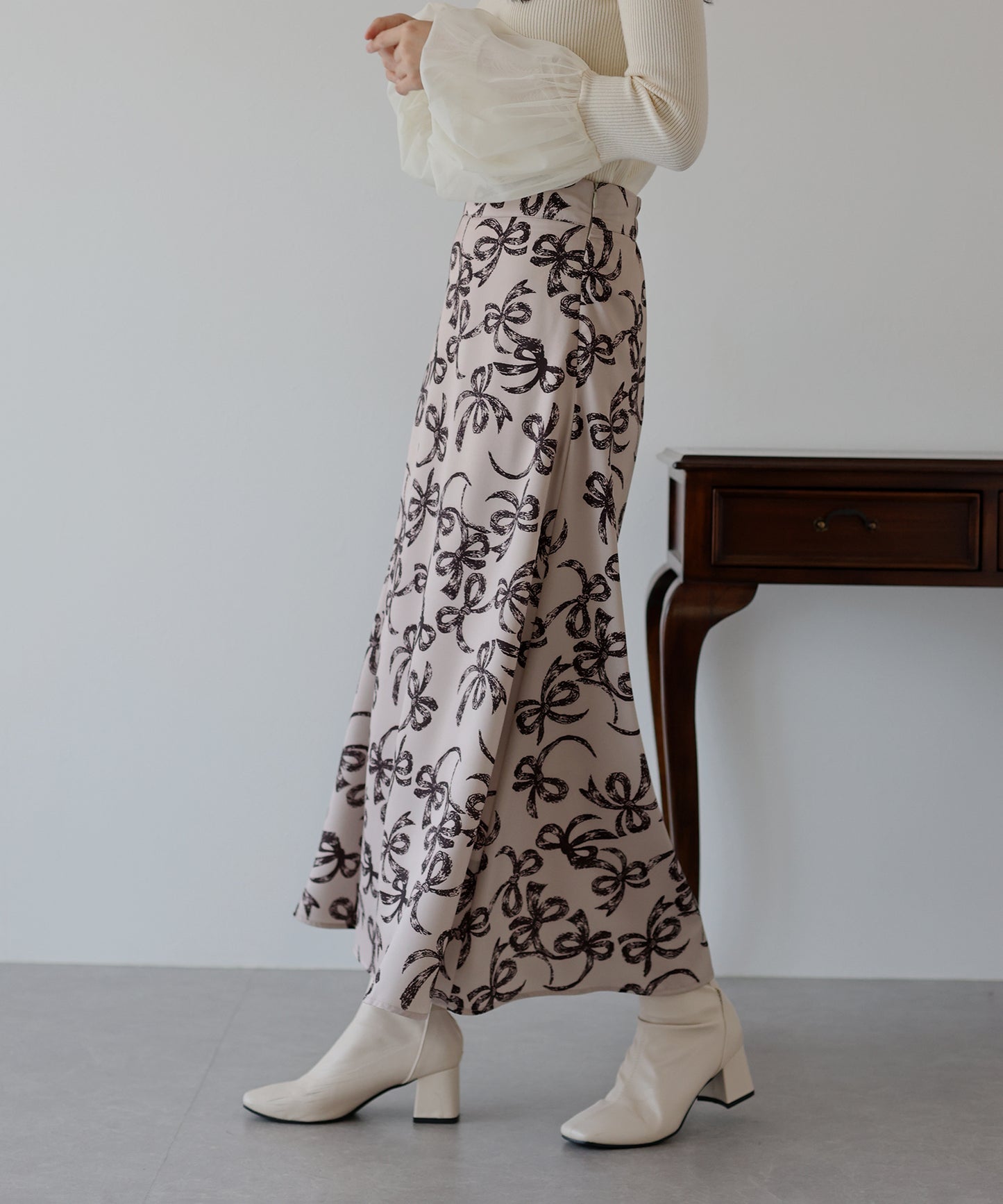 【SALE】リボンプリントマーメイドスカート
