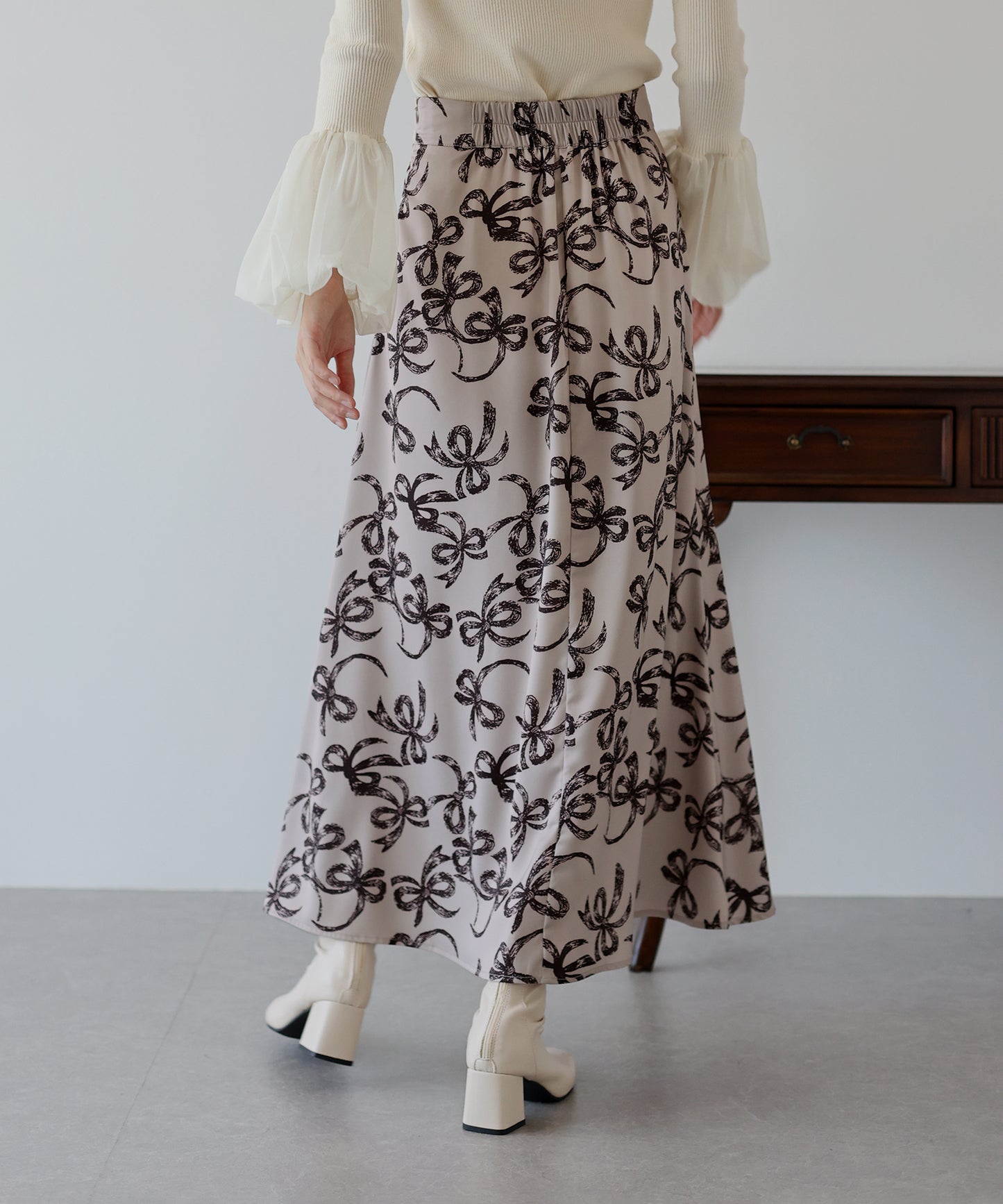 【SALE】リボンプリントマーメイドスカート