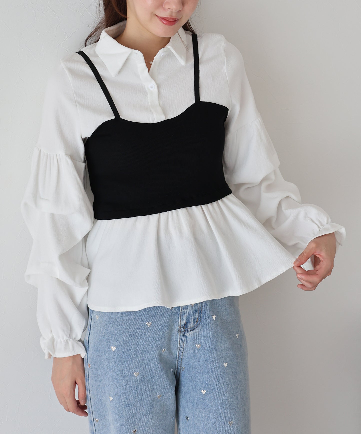 【早割5%OFF】ビスチェレイヤードコーデュロイシャツ
