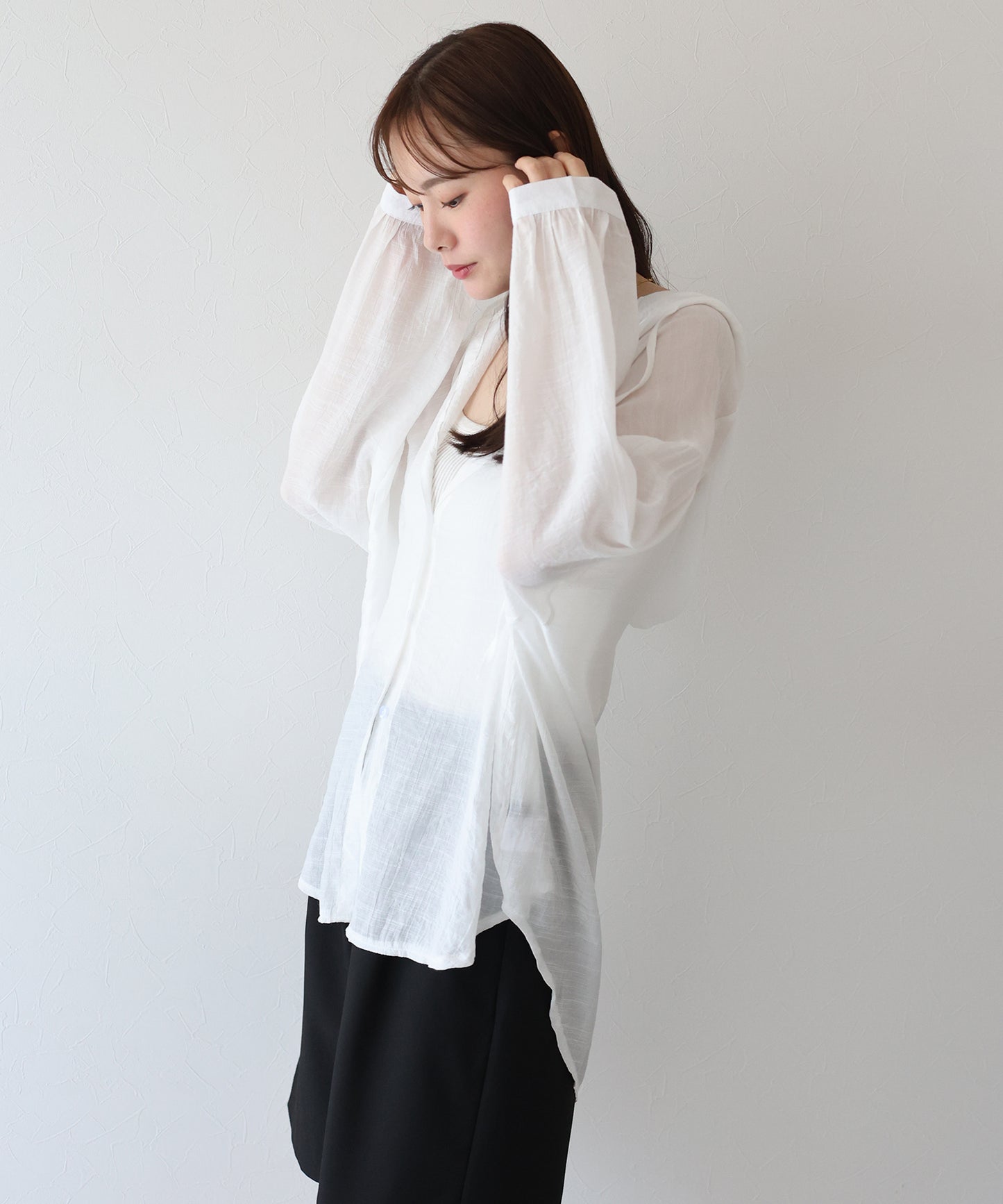 【TIME SALE】フード付きシアーシャツ【ネコポス】