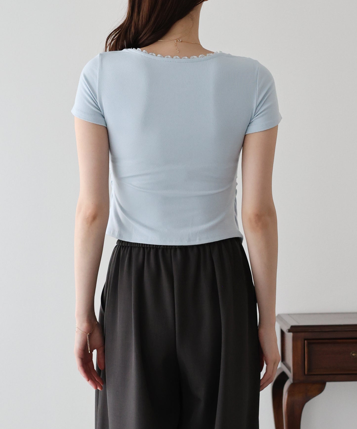 【早割5%OFF】トリムレースリボンカットソー【メール便】