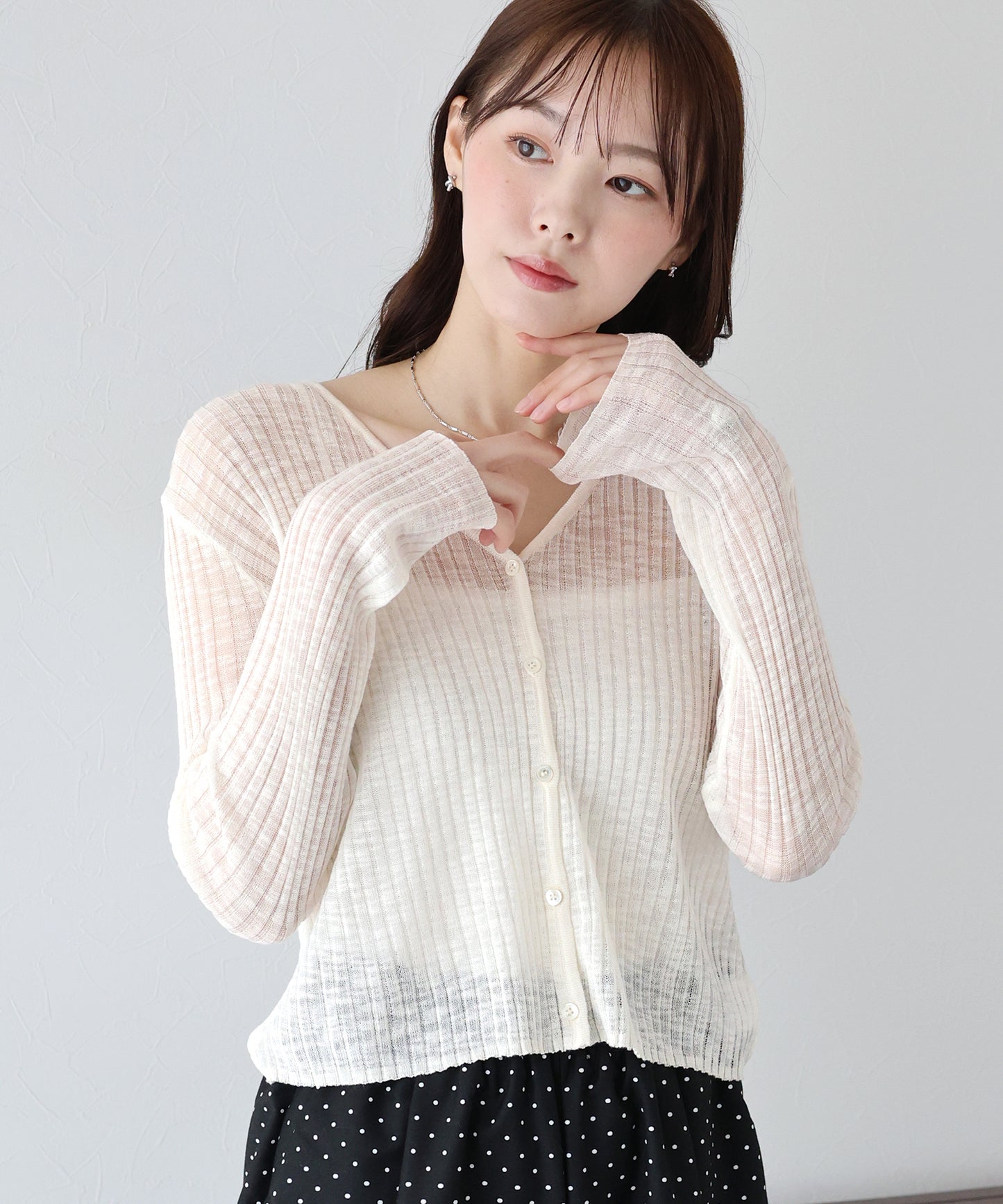【TIME SALE】シアーリブカーディガン