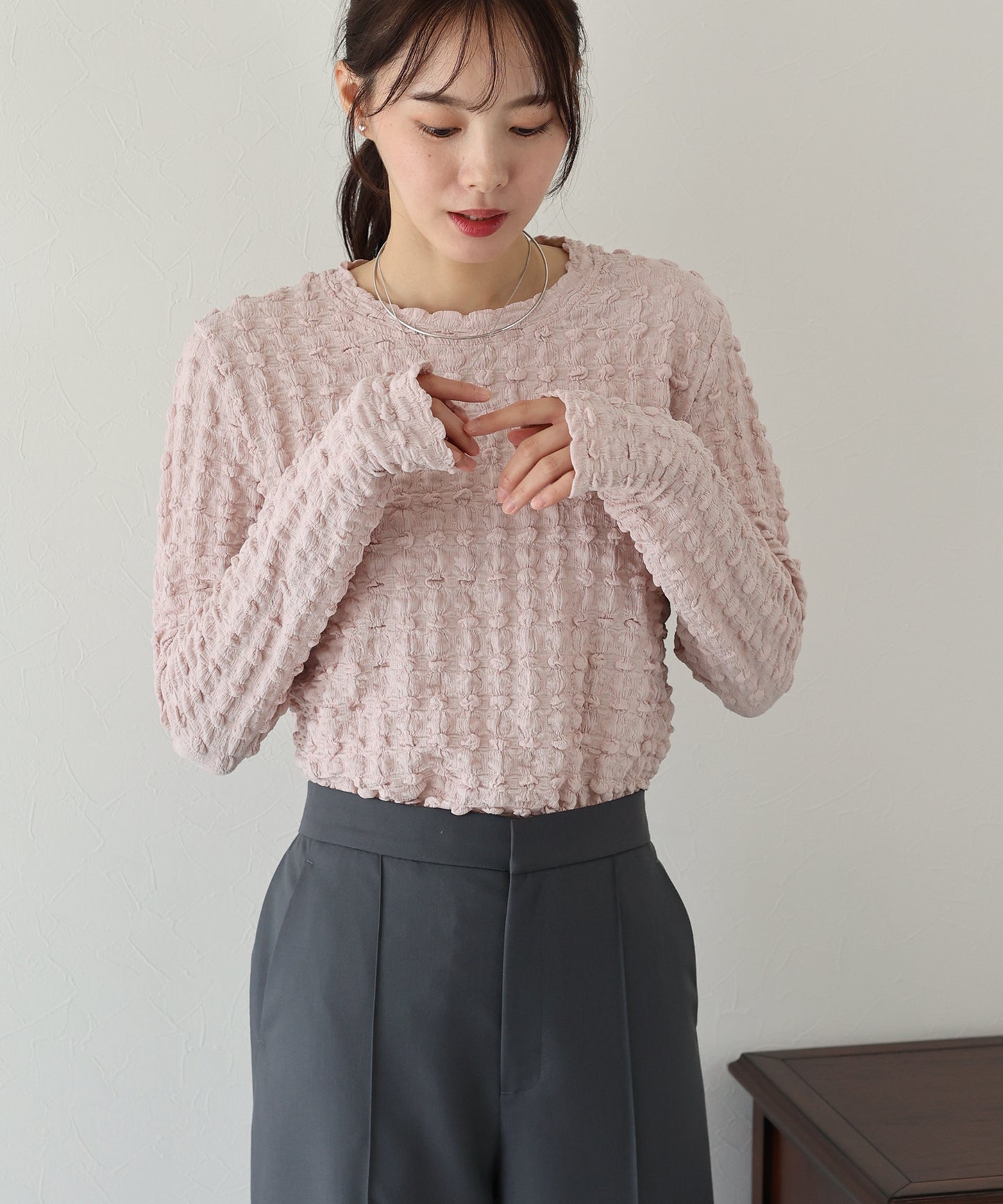 【TIME SALE】ポコポコジャガードカットソー