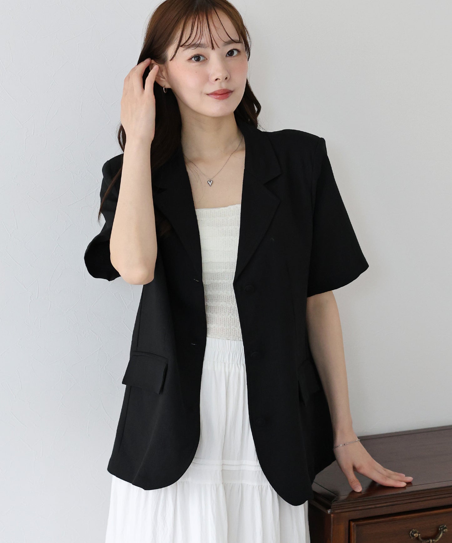【新商品限定5%OFF(木)】半袖リネンジャケット