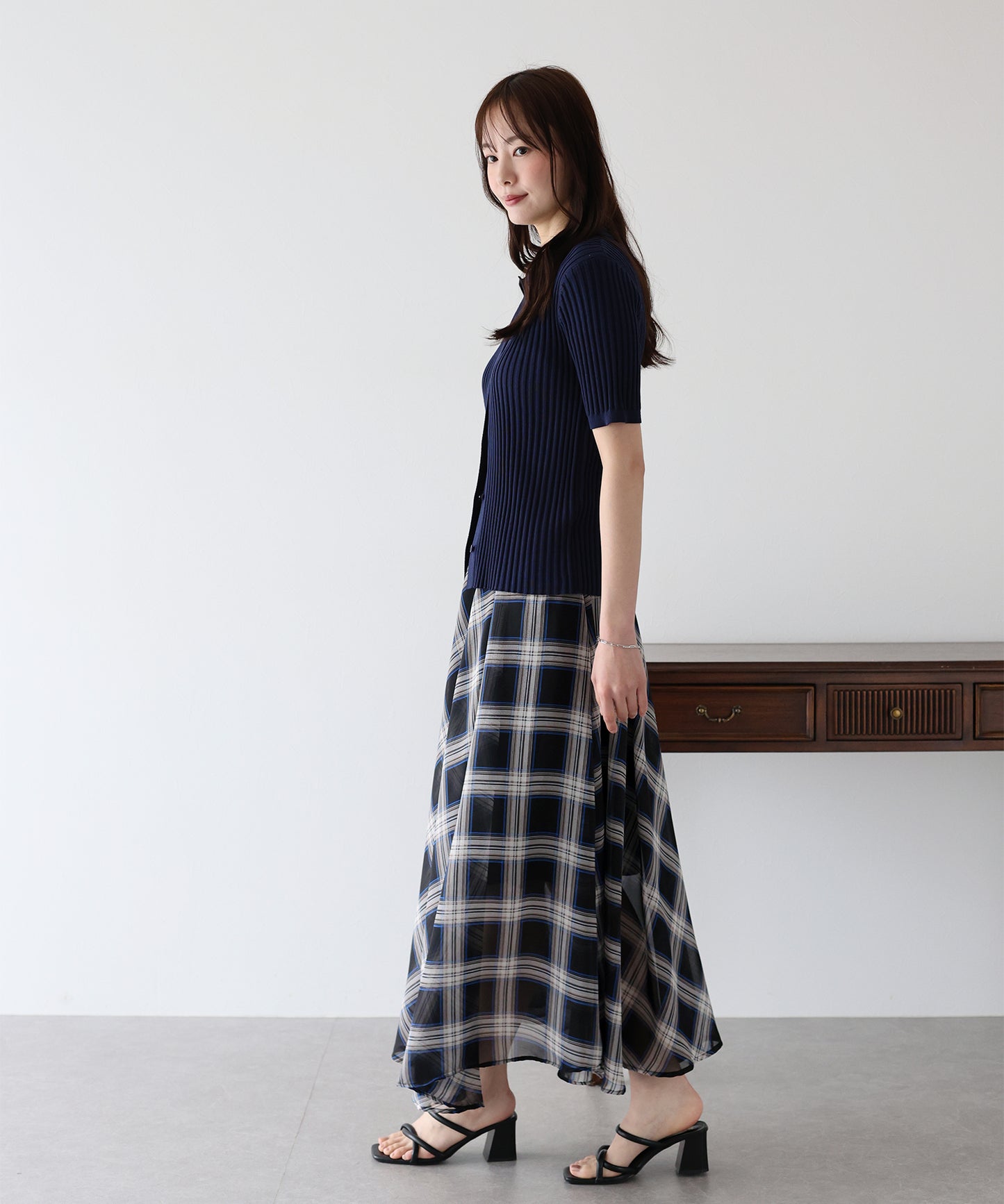 【SALE】シフォンチェックスカート
