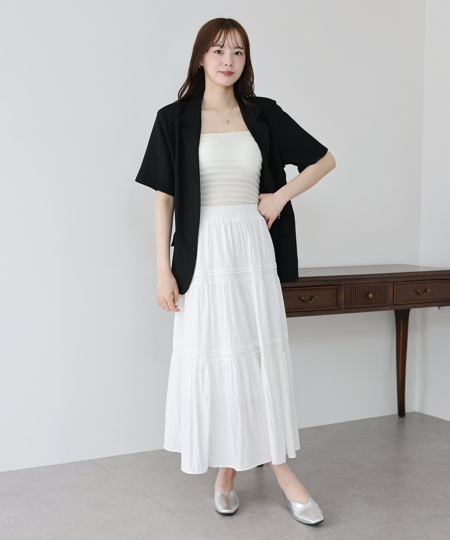 【新商品限定5%OFF(木)】ティアードスカート