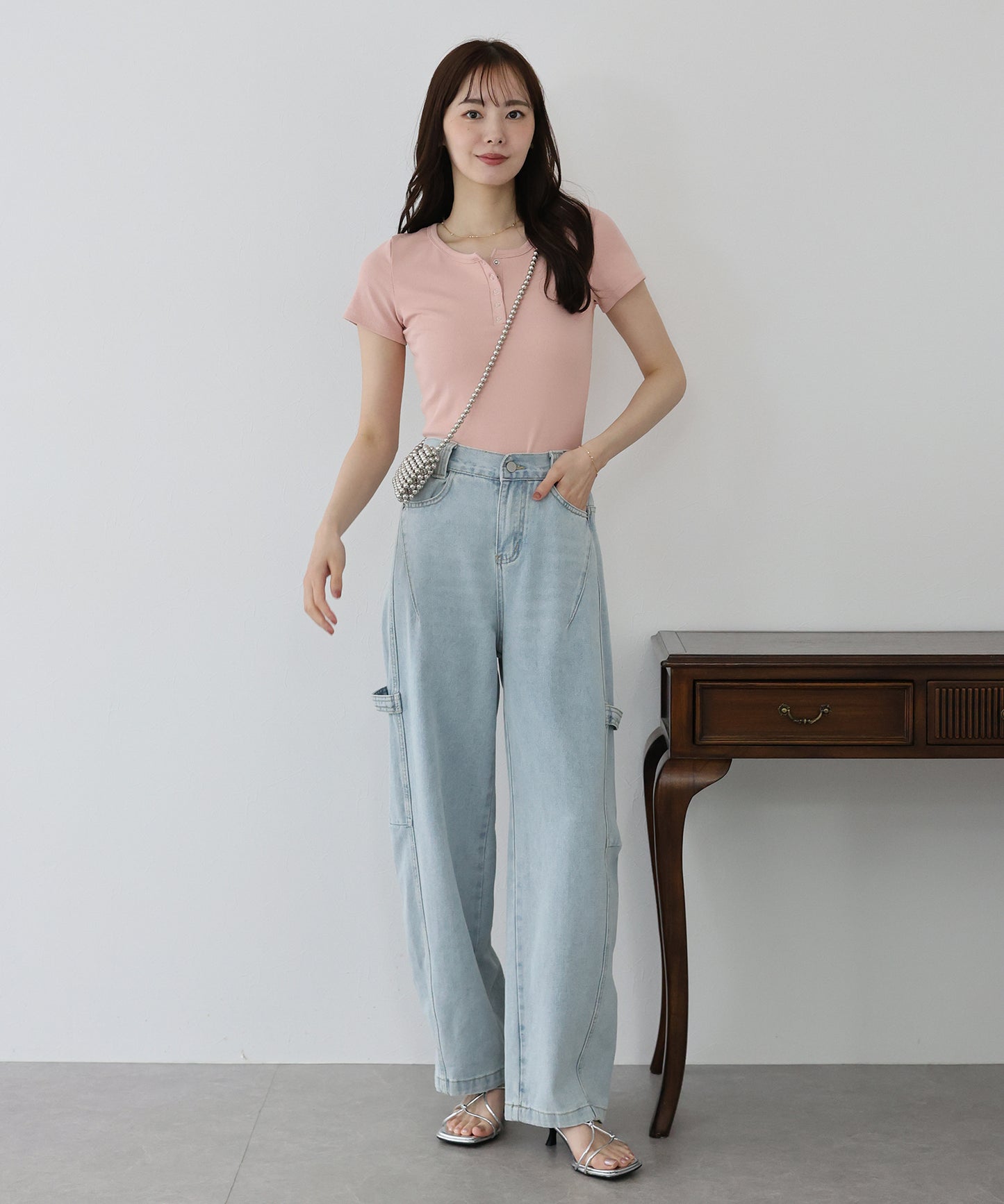 【TIME SALE】ヘンリーネック半袖Tシャツ【ネコポス】