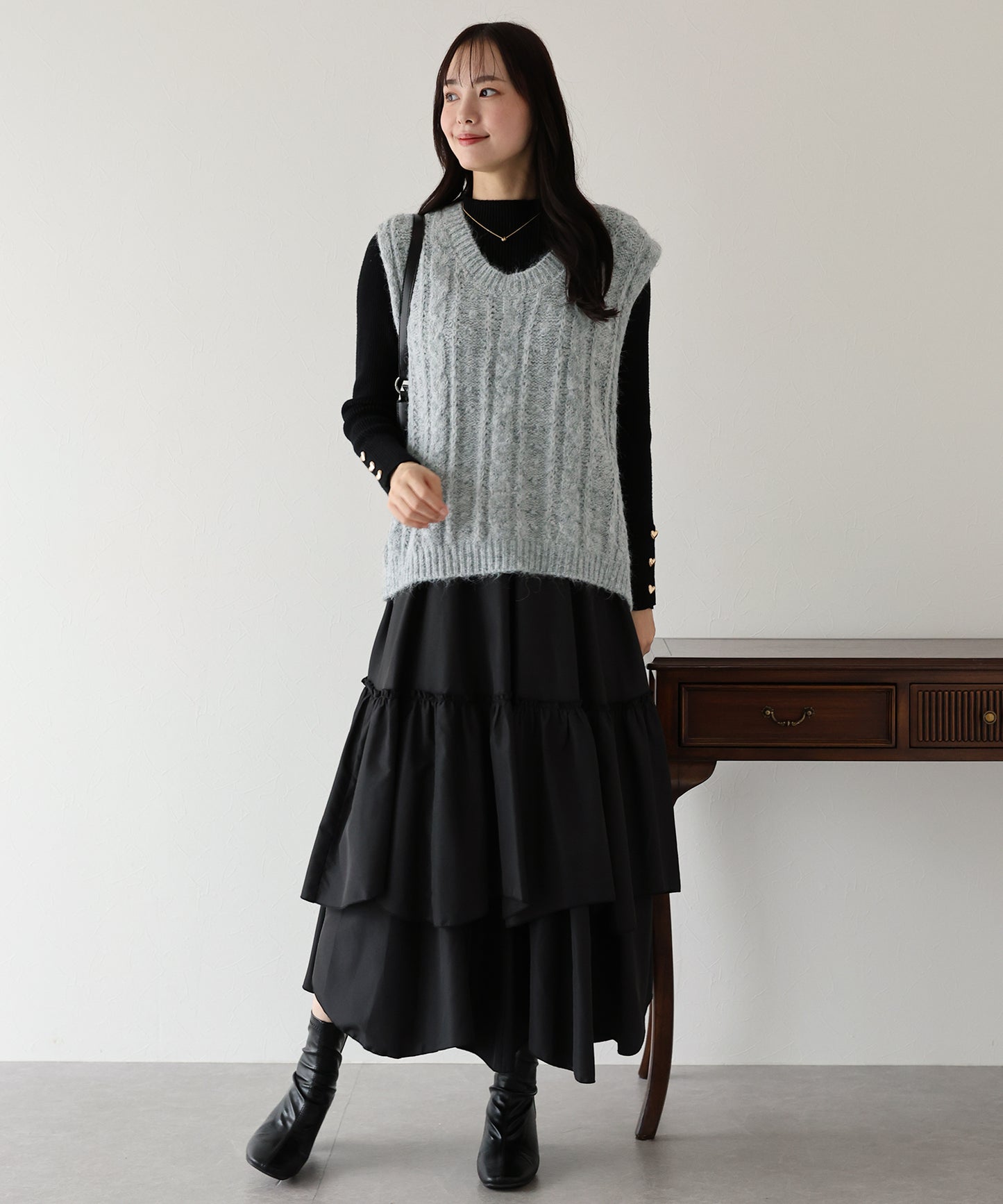 【TIME SALE】ケーブルニットベスト