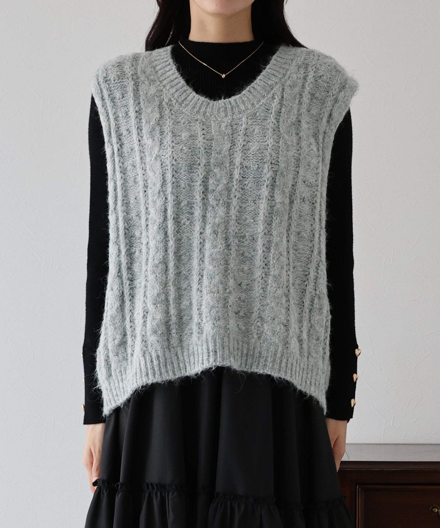 【TIME SALE】ケーブルニットベスト
