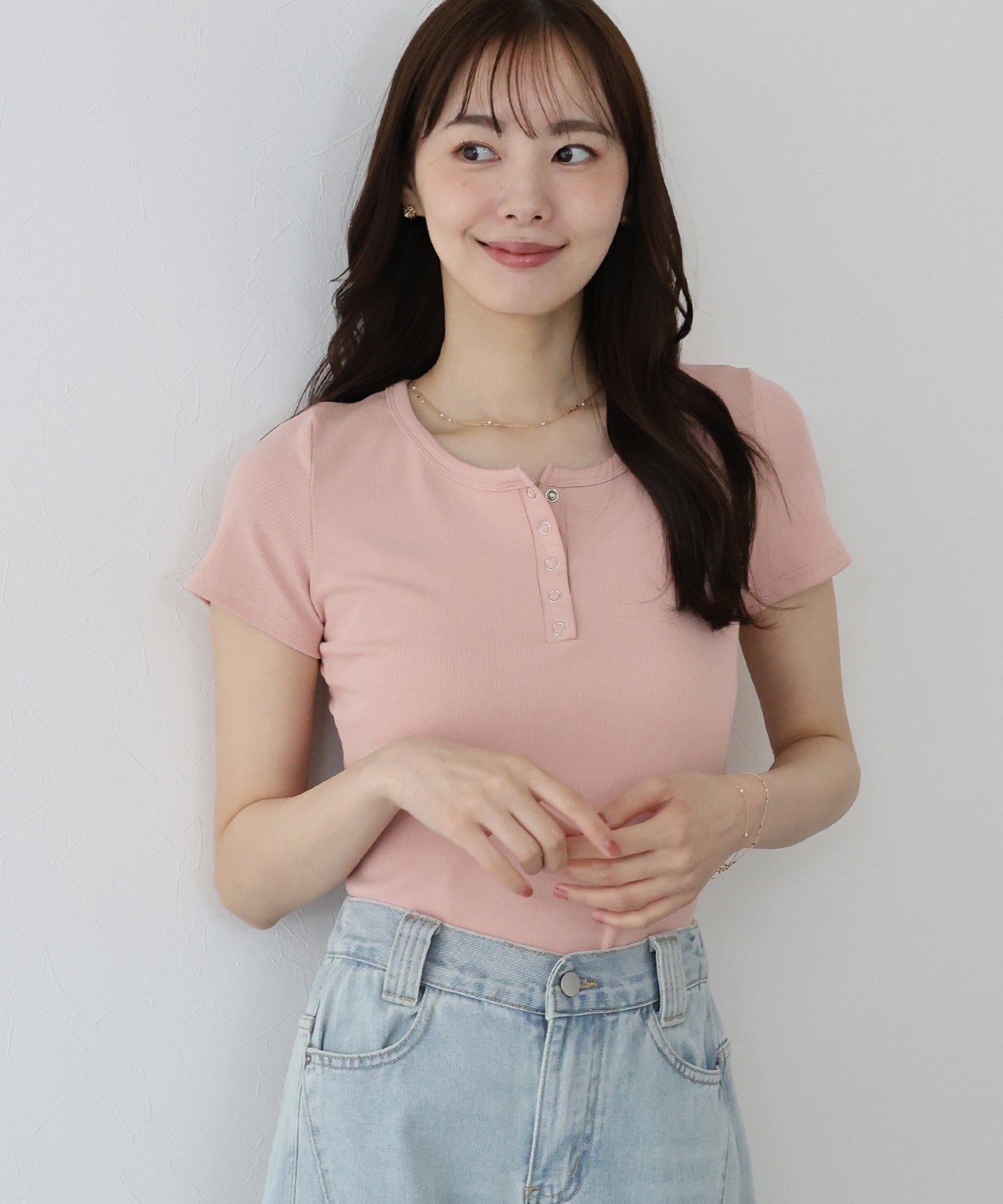 【TIME SALE】ヘンリーネック半袖Tシャツ【ネコポス】