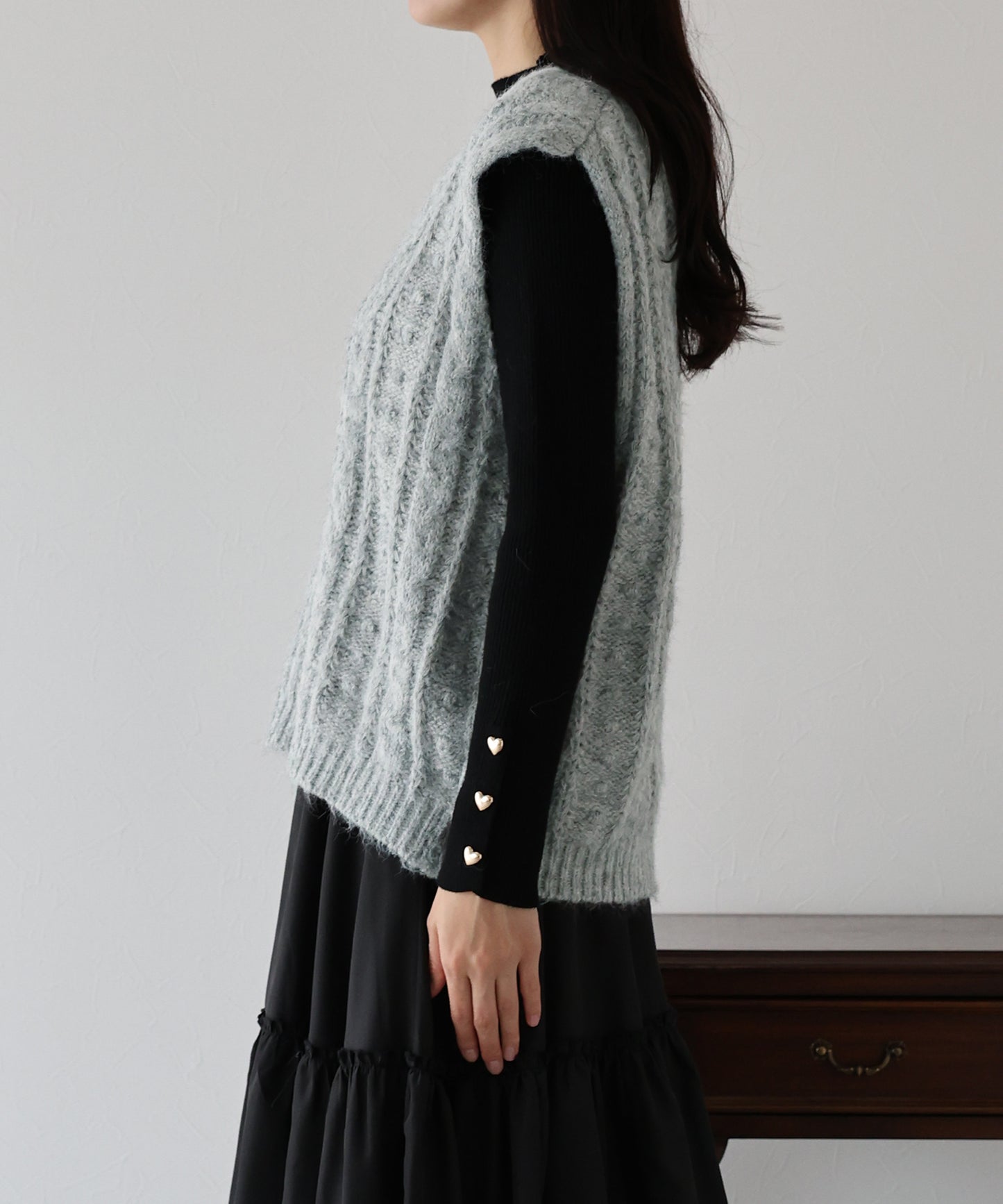 【TIME SALE】ケーブルニットベスト