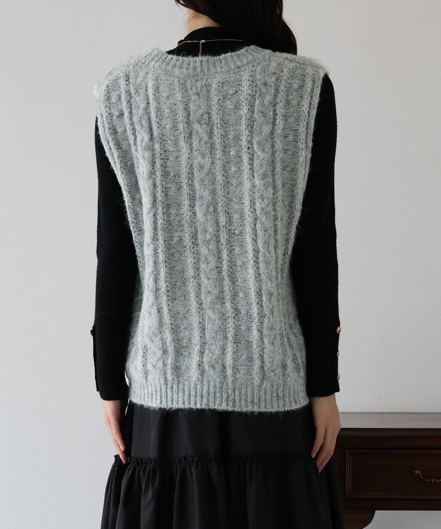 【TIME SALE】ケーブルニットベスト