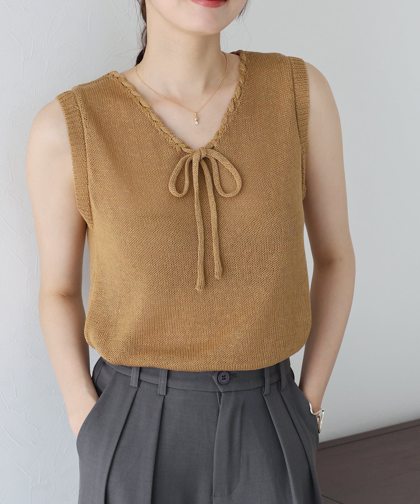 【SALE】リボンノースリサマーニット【ネコポス】