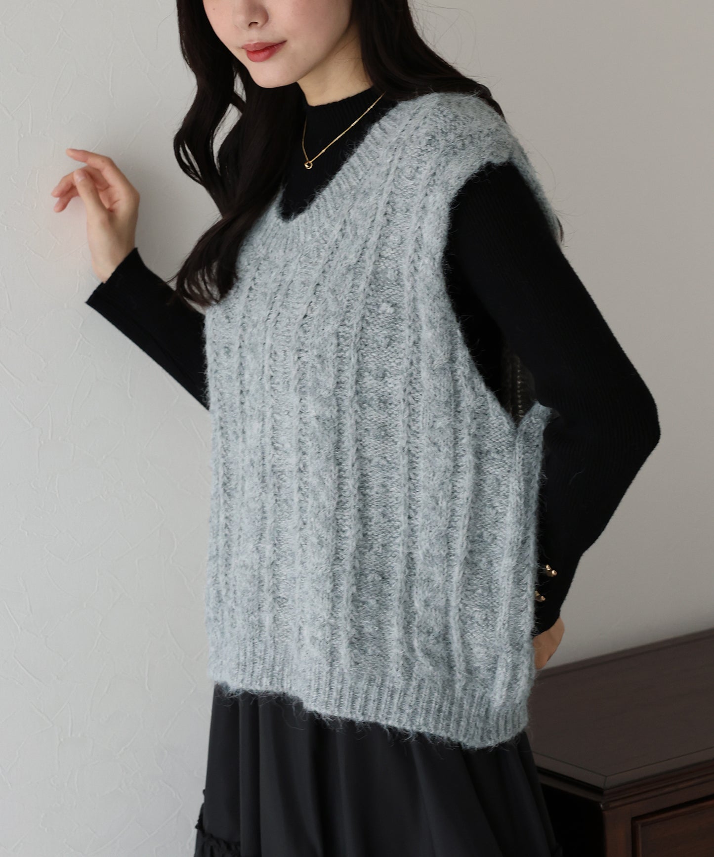 【TIME SALE】ケーブルニットベスト