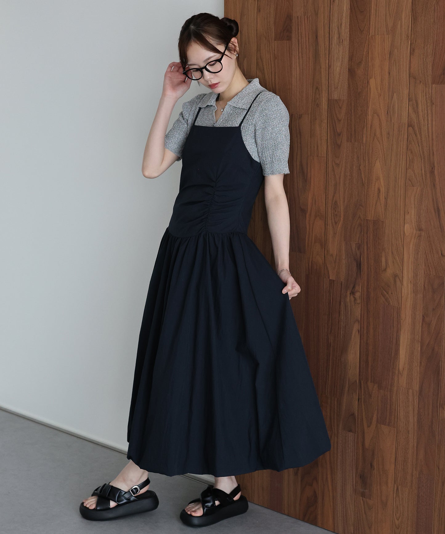 【早割5%OFF】サイドギャザーバルーンキャミワンピース