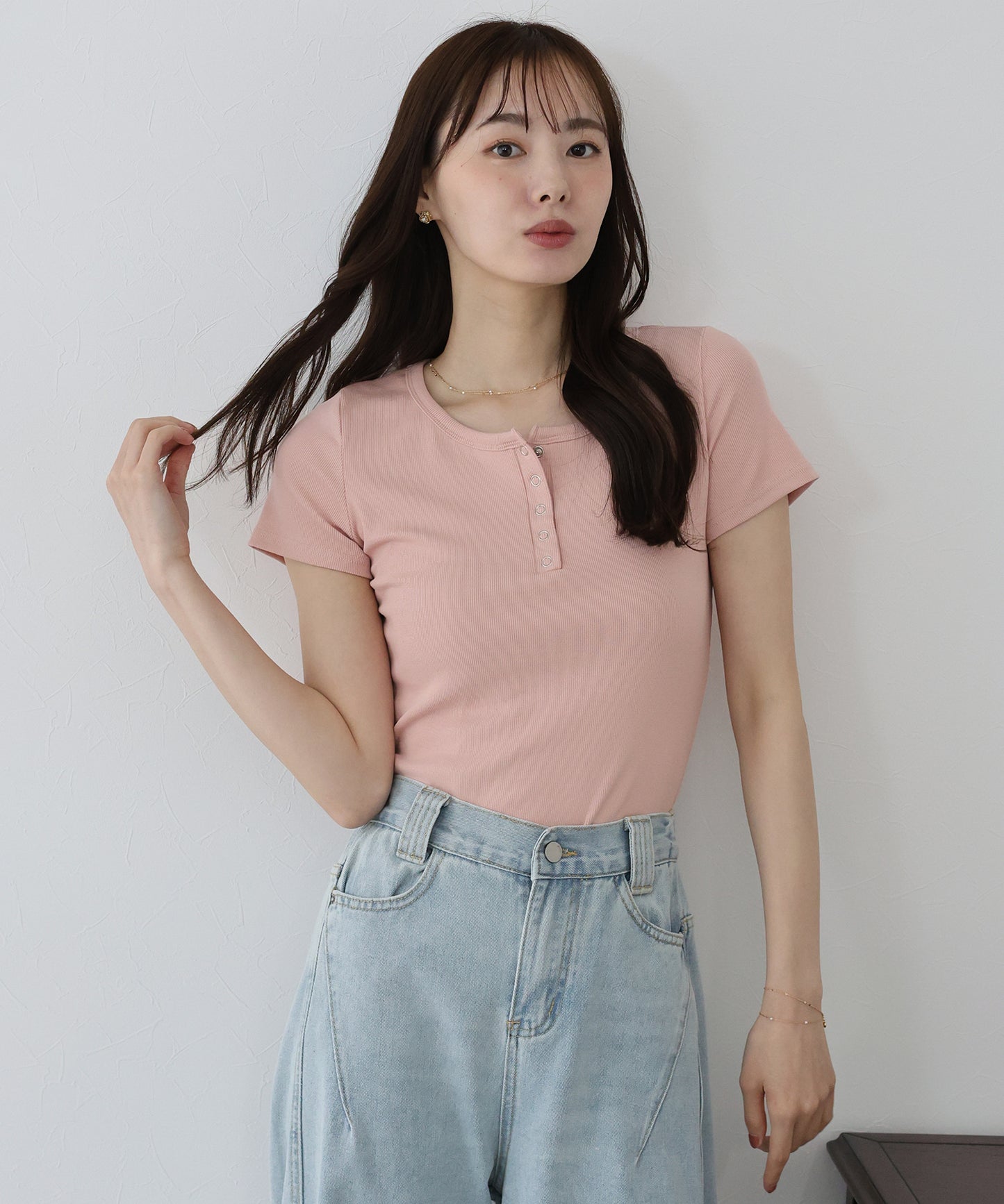 【TIME SALE】ヘンリーネック半袖Tシャツ【ネコポス】