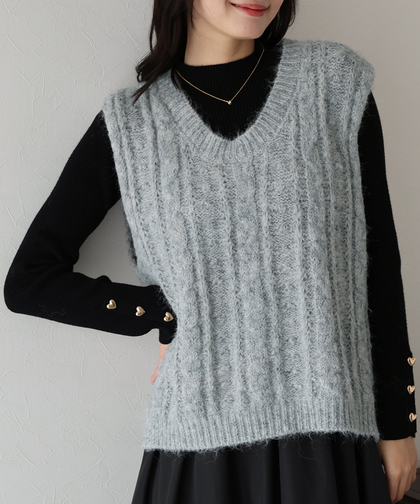 【TIME SALE】ケーブルニットベスト