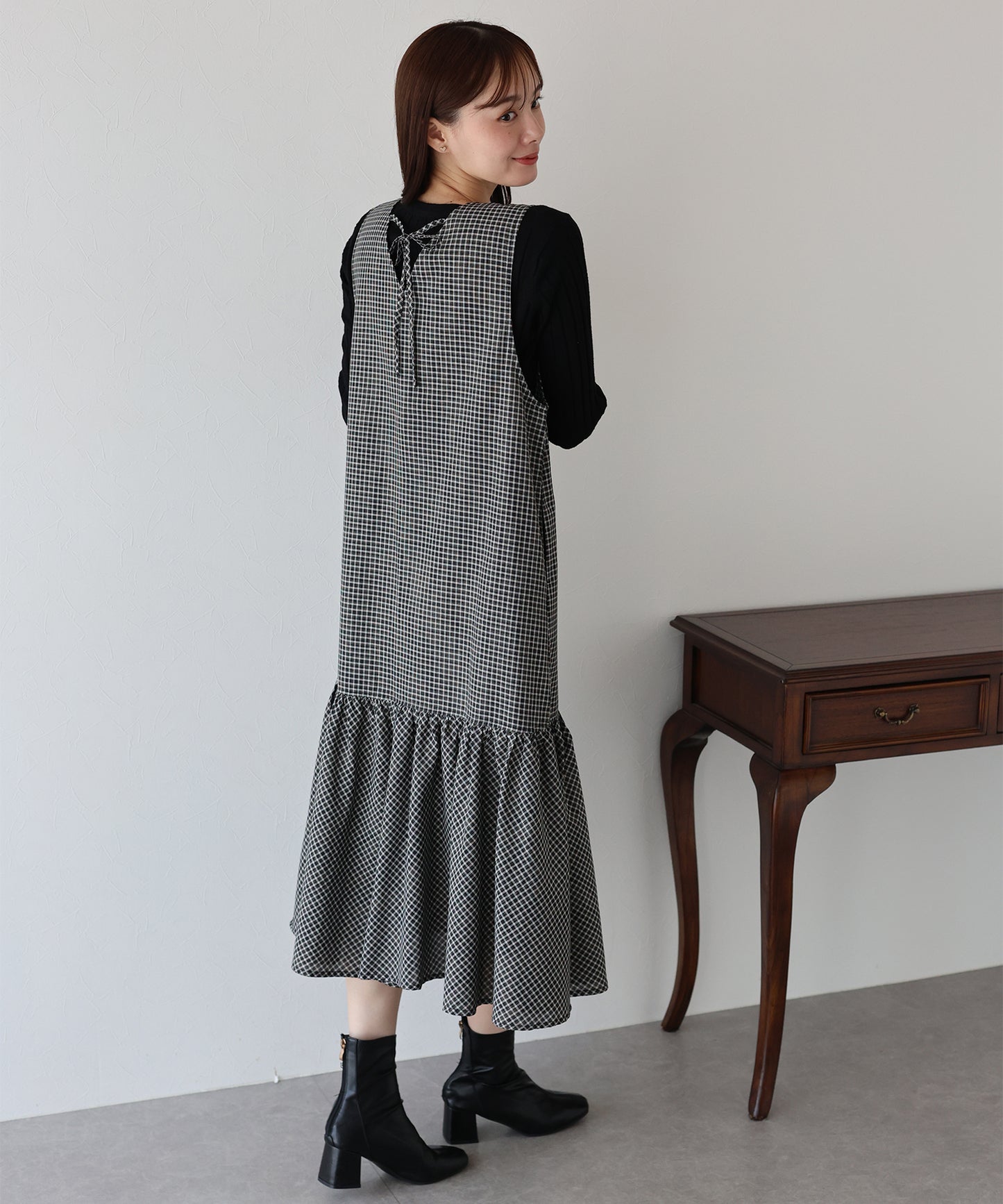 【早割5%OFF】チェックジャンパースカート