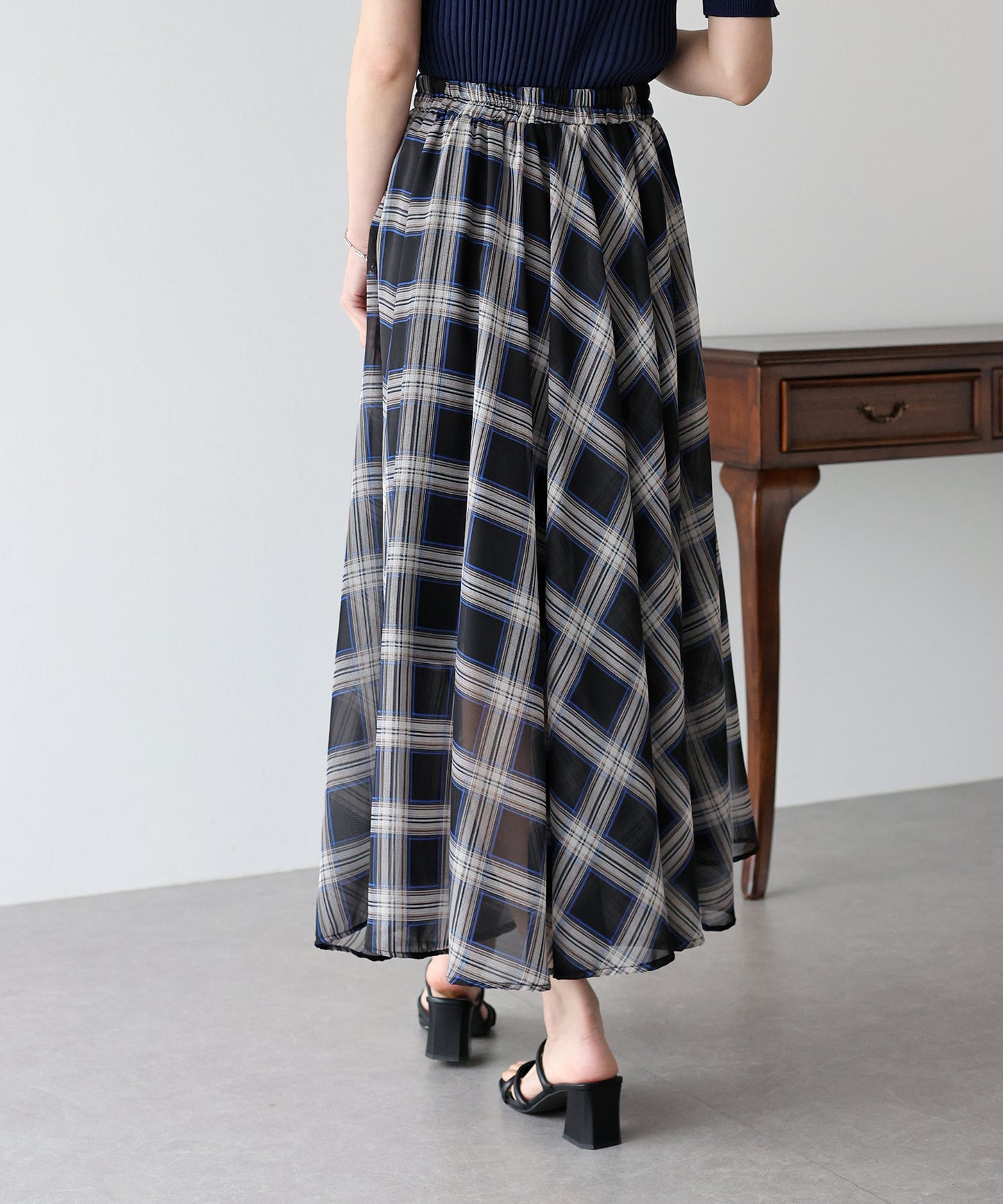 【SALE】シフォンチェックスカート