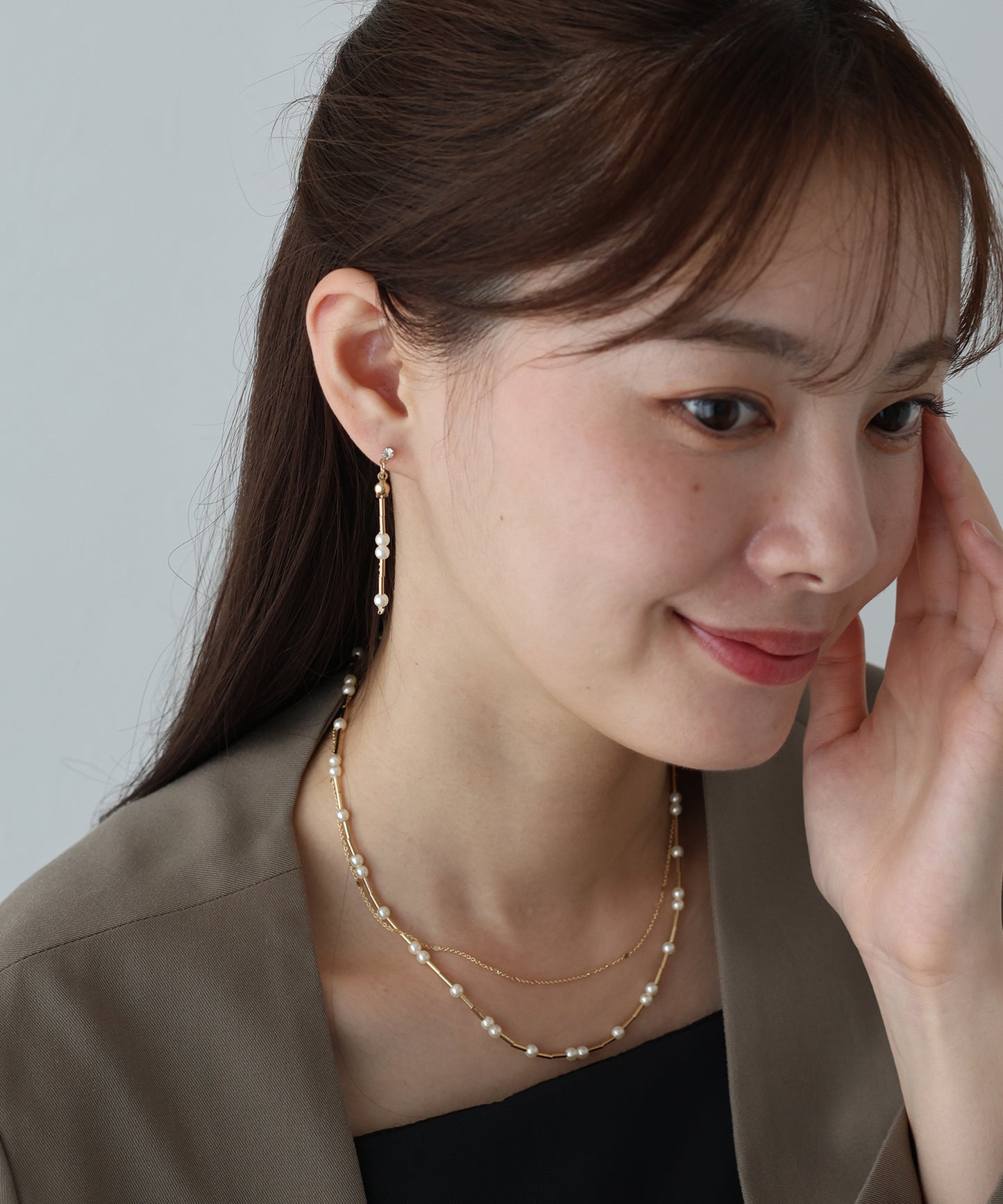 【早割5%OFF】パールロングチェーンピアス【ネコポス】