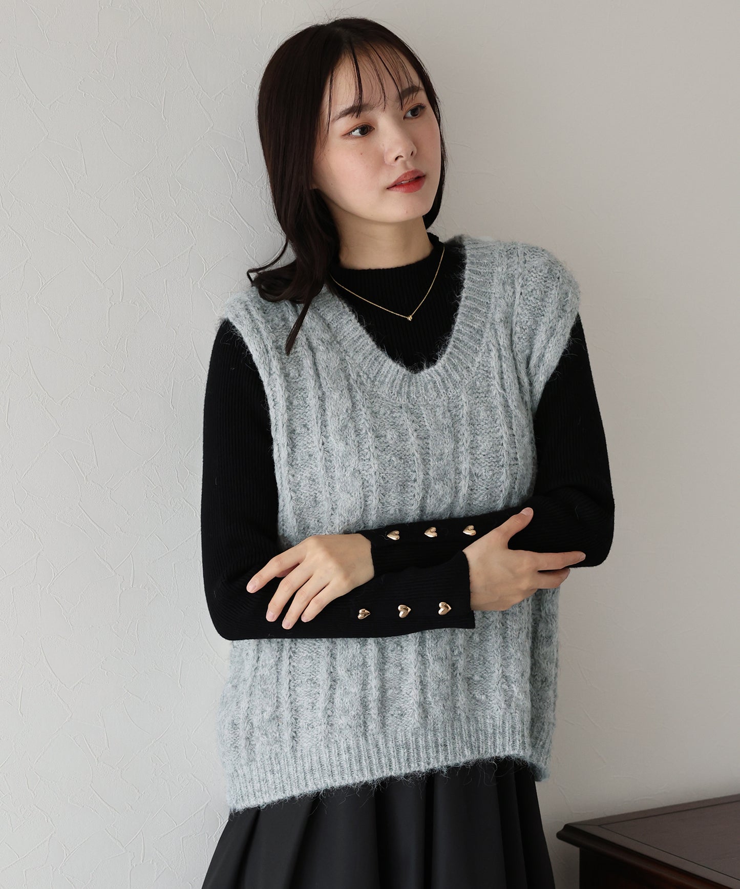 【TIME SALE】ケーブルニットベスト