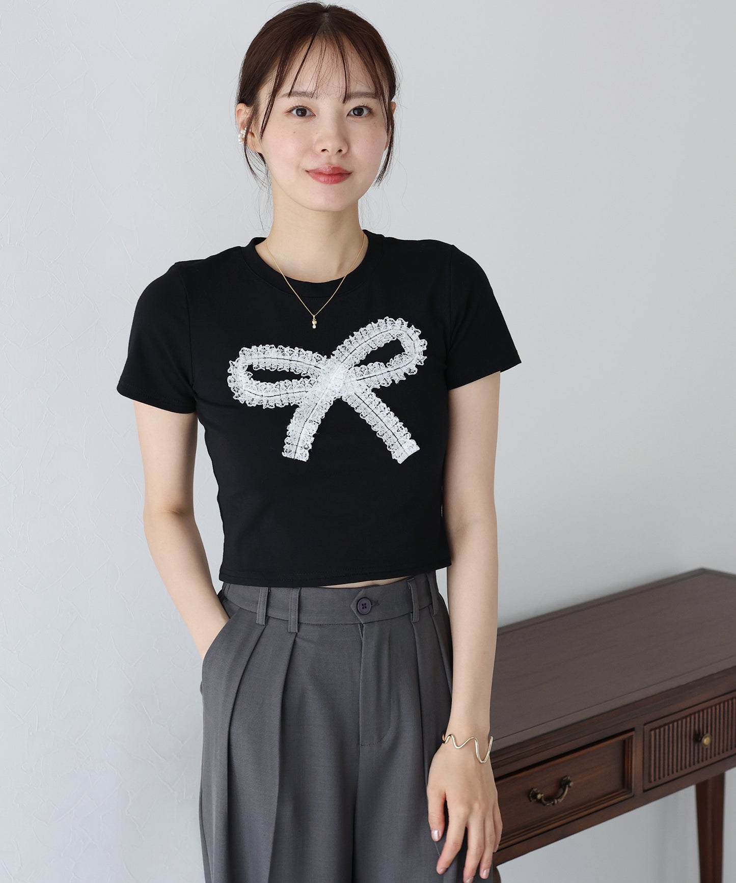 【SALE】レースリボンTシャツ【ネコポス】