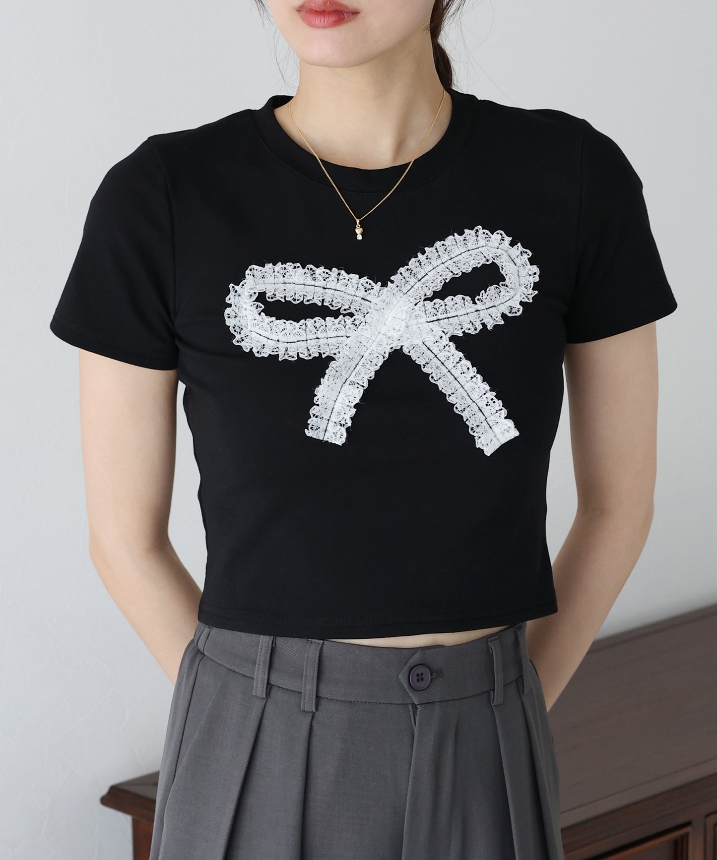 【SALE】レースリボンTシャツ【ネコポス】
