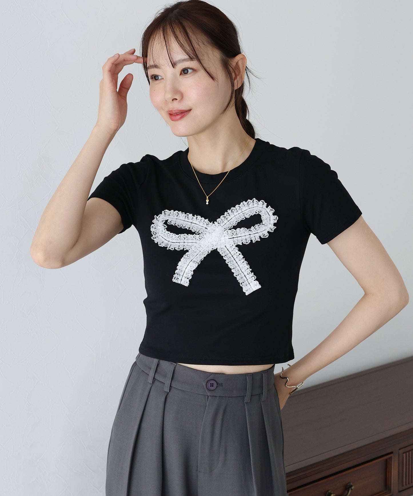 【SALE】レースリボンTシャツ【ネコポス】