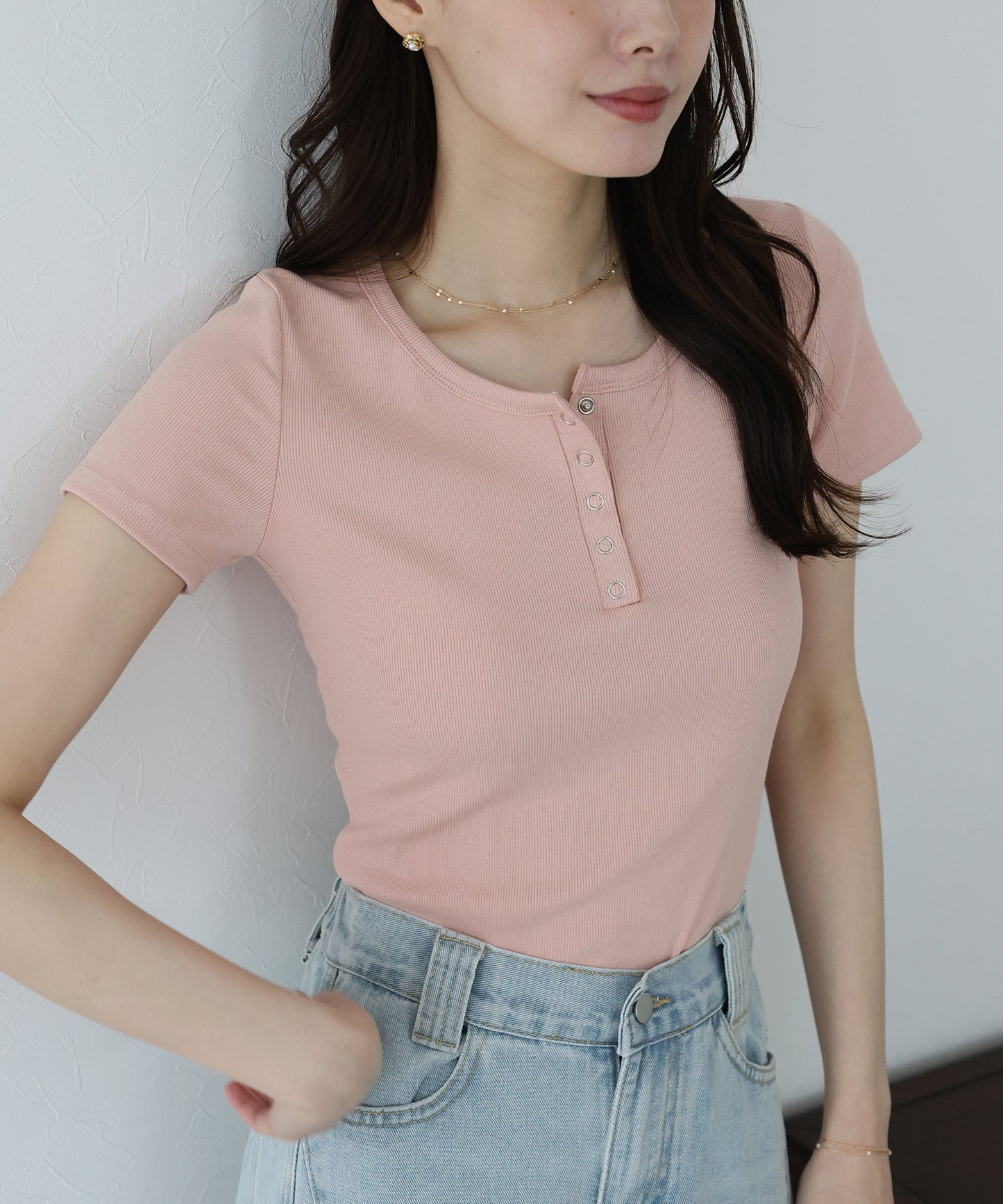 【TIME SALE】ヘンリーネック半袖Tシャツ【ネコポス】