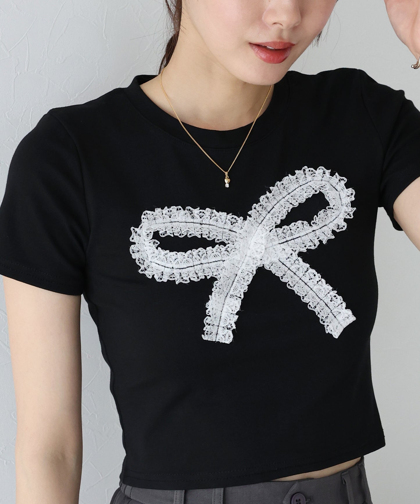 【SALE】レースリボンTシャツ【ネコポス】