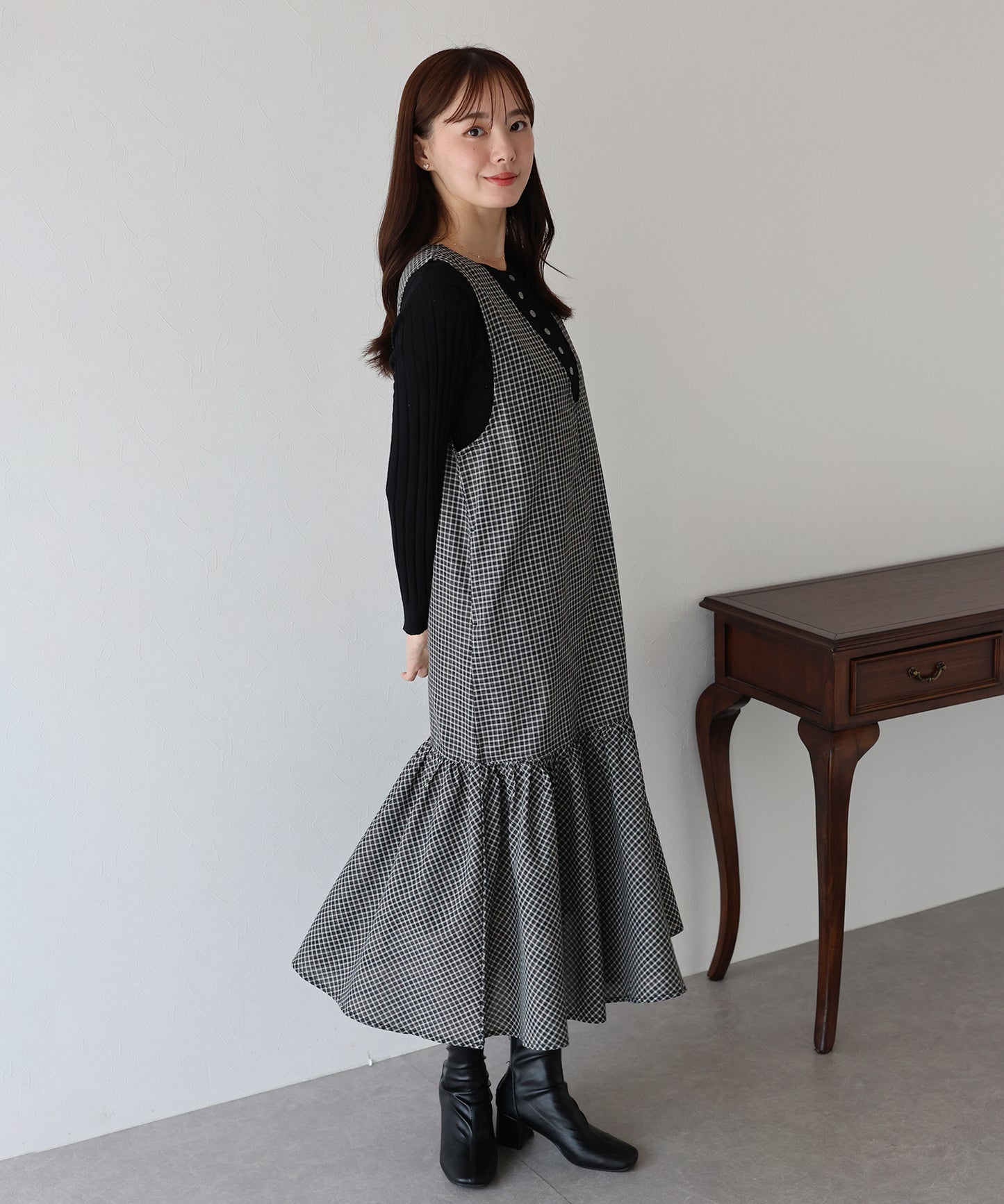 【早割5%OFF】チェックジャンパースカート