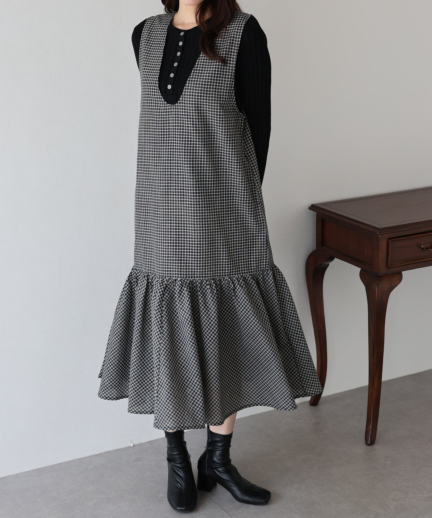 【早割5%OFF】チェックジャンパースカート
