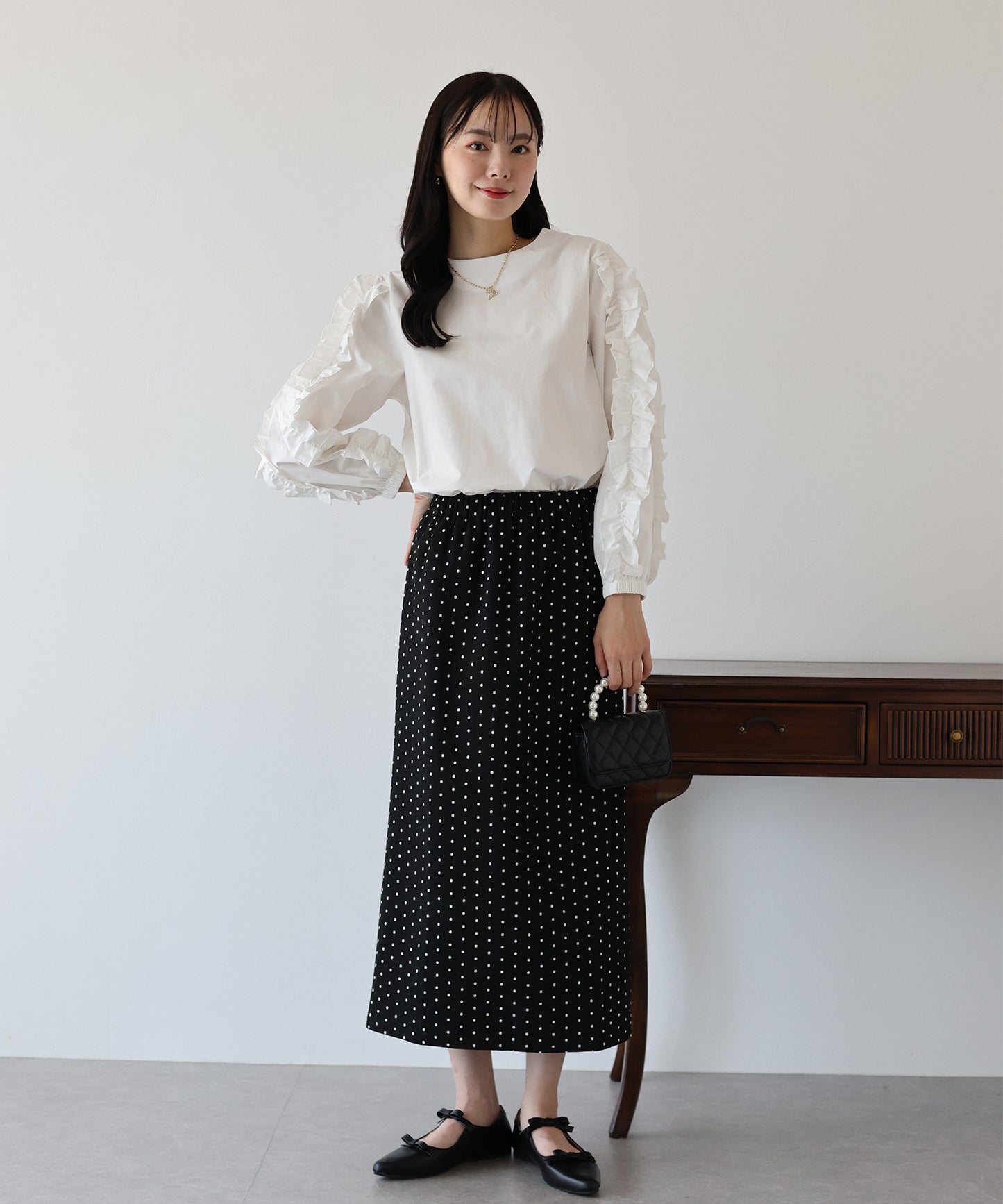 【SALE】ドットタイトスカート