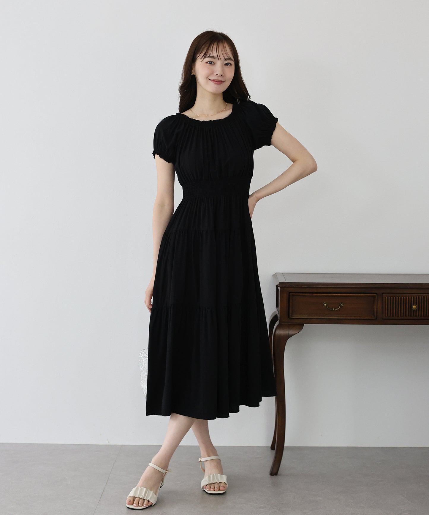 【新商品限定5%OFF(木)】アソート柄2WAYオフショルワンピース